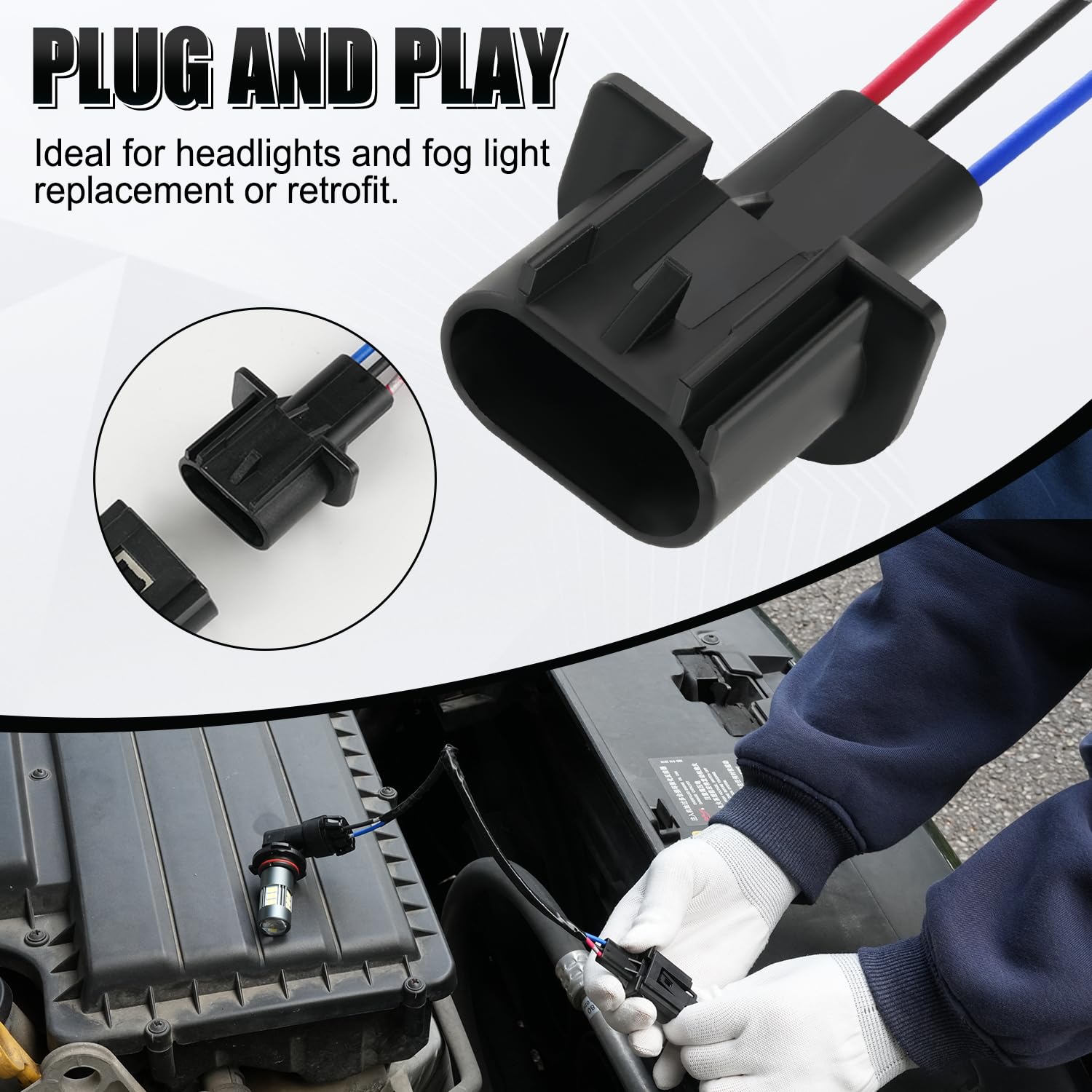 Ibrightstar H13 9008 H13Ll H13St H13Xv Male Nylon Adapter Wiring Harness Sockets Wire For Headlights Or Fog Lights