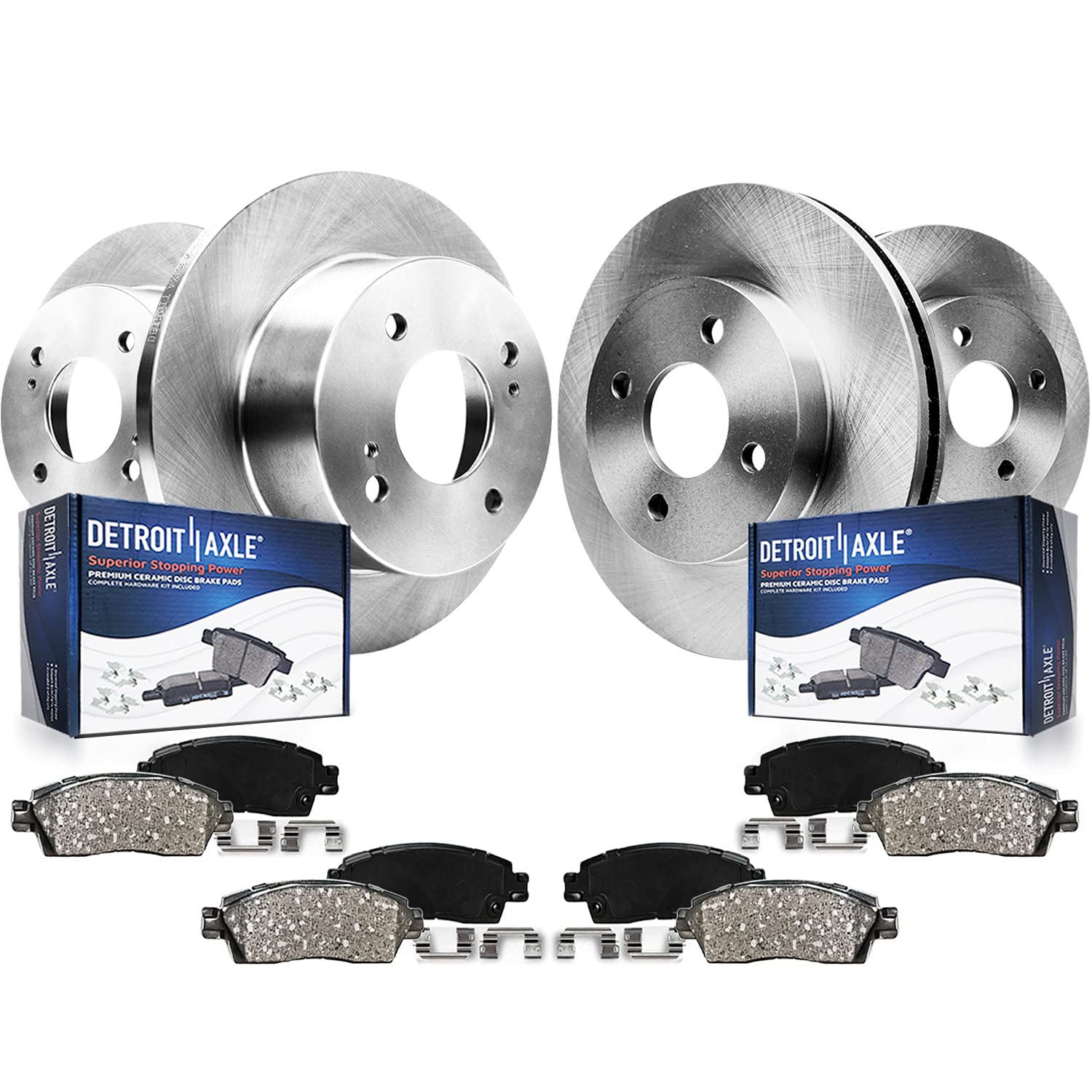 Detroit Axle - Brake Kit for 2012-2017 Hyundai Accent Kia Rio, Front Rear Disc Brake Rotors Ceramic Brakes Pads 2013 2014 2015 2
