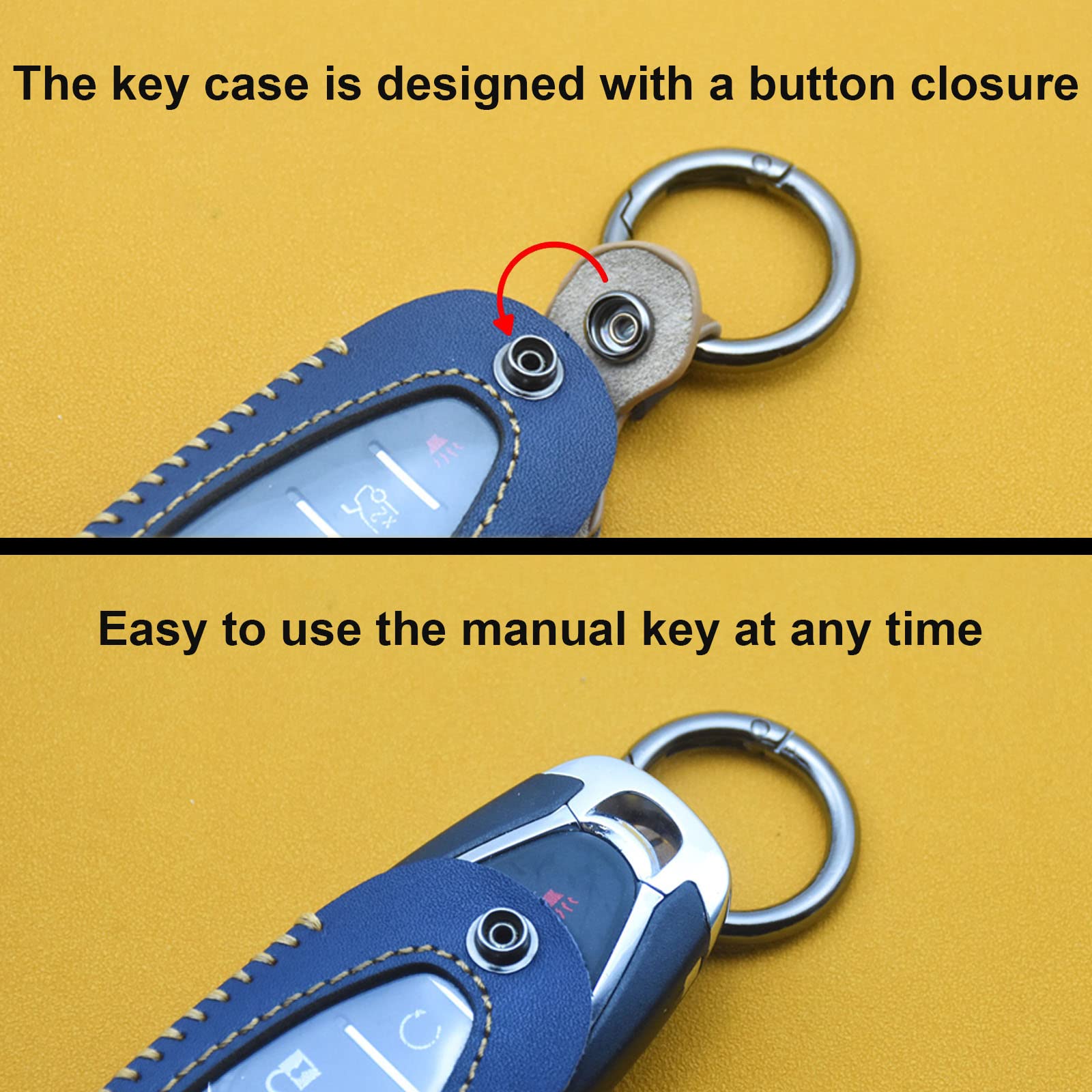 Yubomt For Jeep Key Fob Cover,Genuine Leather Key Case For Jeep Grand Cherokee Chrysler 200 300C Renegade Compass Dodge Journey