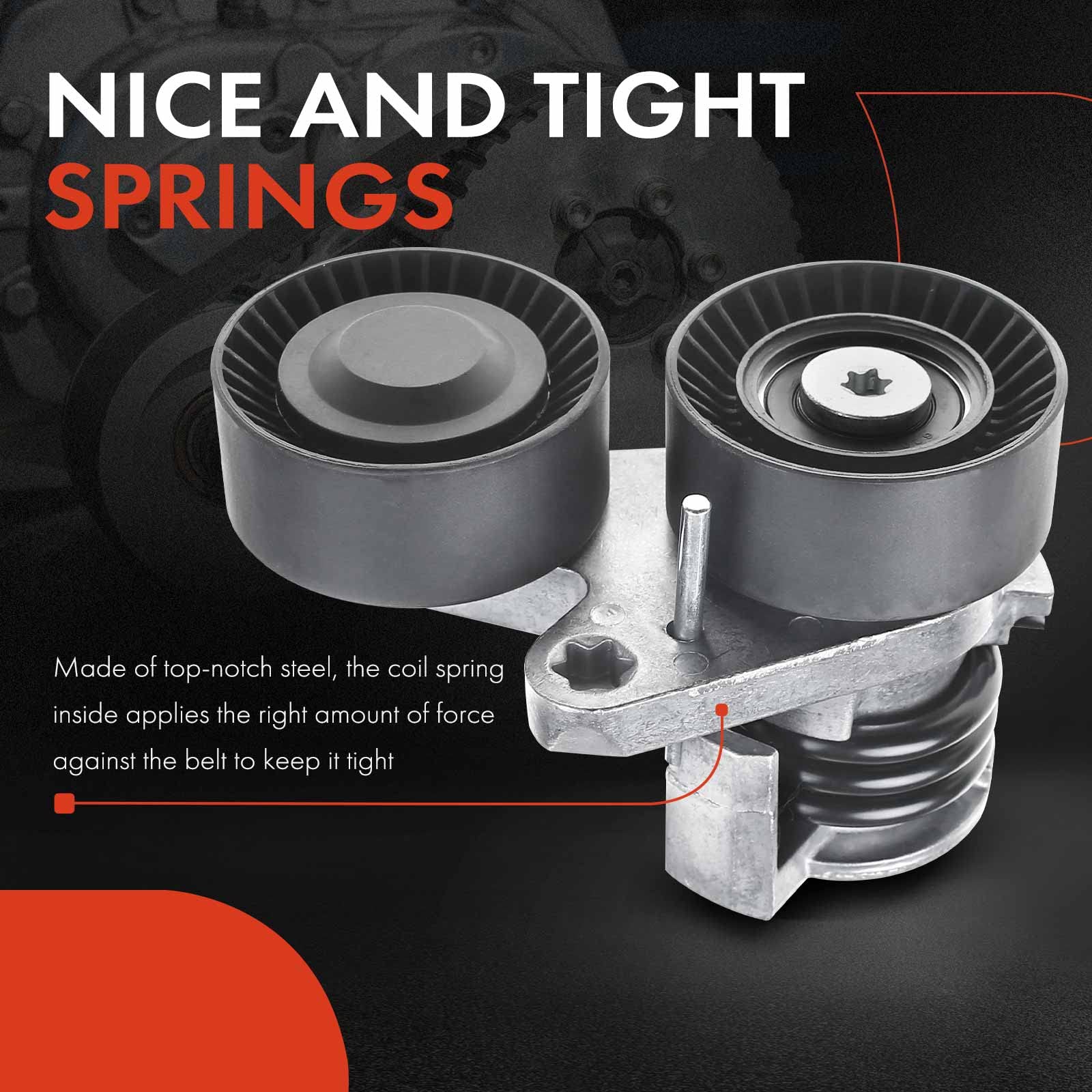 A-Premium Belt Tensioner Assembly With Dual Pulley Compatible With Bmw E82 E90 Series 135I 535I 08-10, 335I 07-10, 335Is 335Xi 5