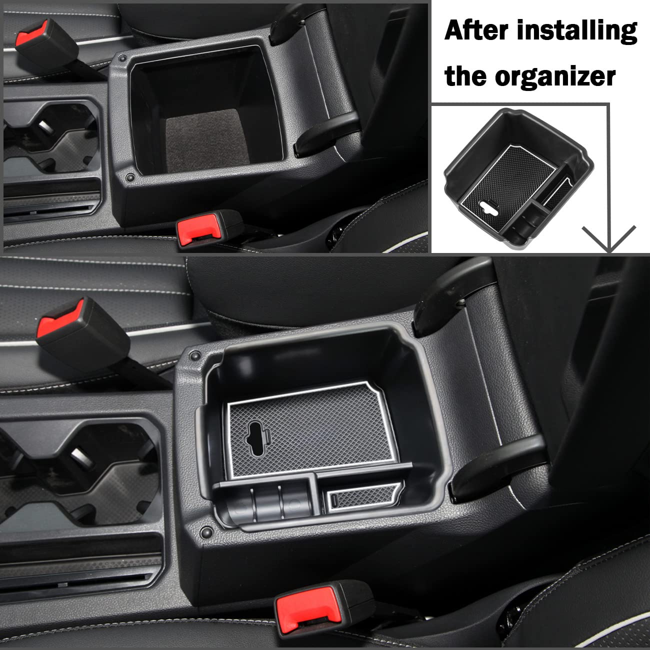 Tacorbo Center Console Organizer Compatible With 2022 2023 2024 Taos And 2018 2019 2020-2022 2023 2024 Tiguan Accessories Armrest Secondary Storage Box, Interior Abs Insert Glove Box Tray,White