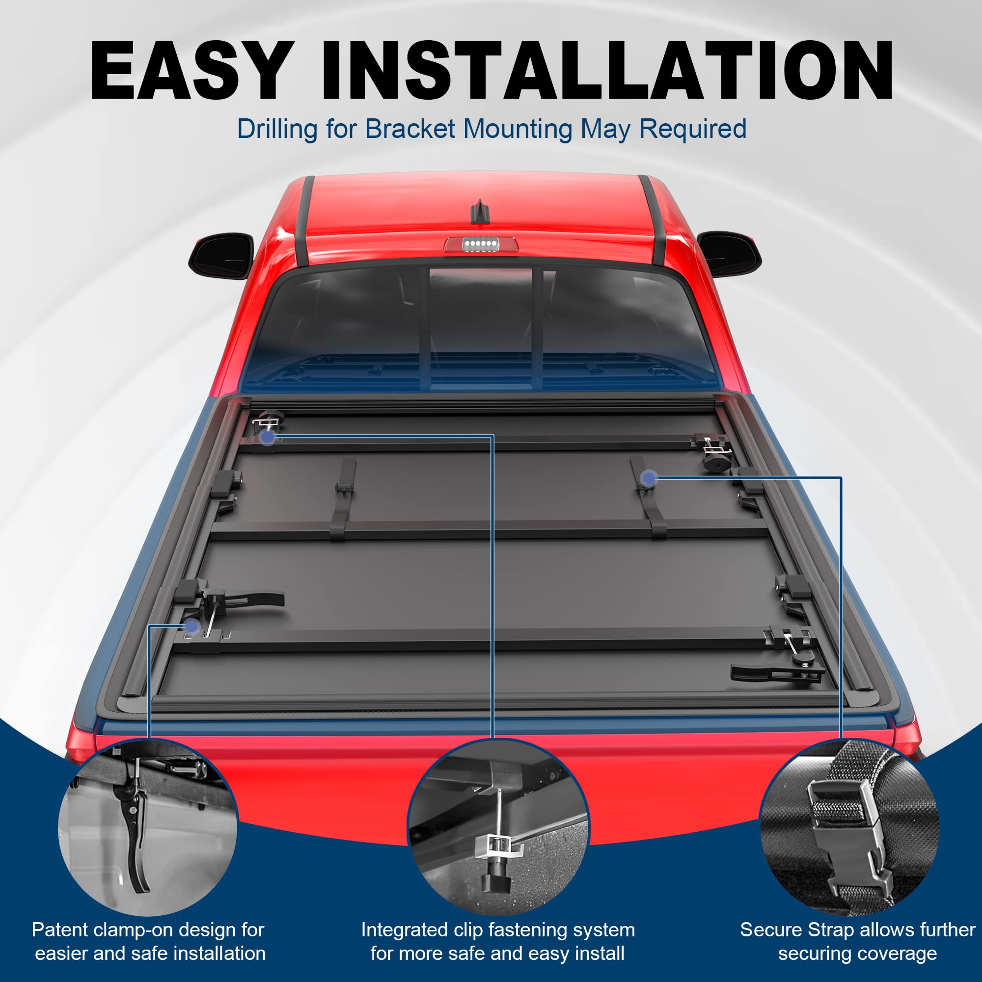 Mostplus 5 Ft Tri Fold Soft Truck Bed Tonneau Cover Compatible For 2005 2006 2007 2008 2009 2010 2011 2012 2013 2014 2015 Toyota