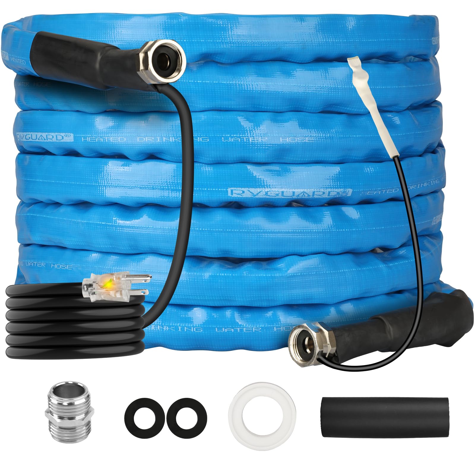 RVGUARD Heated Water Hose 50FT for RV, -20 ? Freeze Protection Heated Water Hose with Energy-Saving Thermostat, Lead and BPA Fre