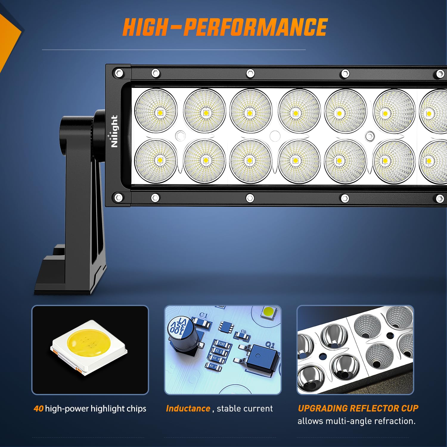 Nilight 52-Inch 300W LED Light Bar - Spot Flood Combo, Aluminum, 12V with Wiring Harness Kit, Model ZH118, For Trucks, 2-Year Warranty