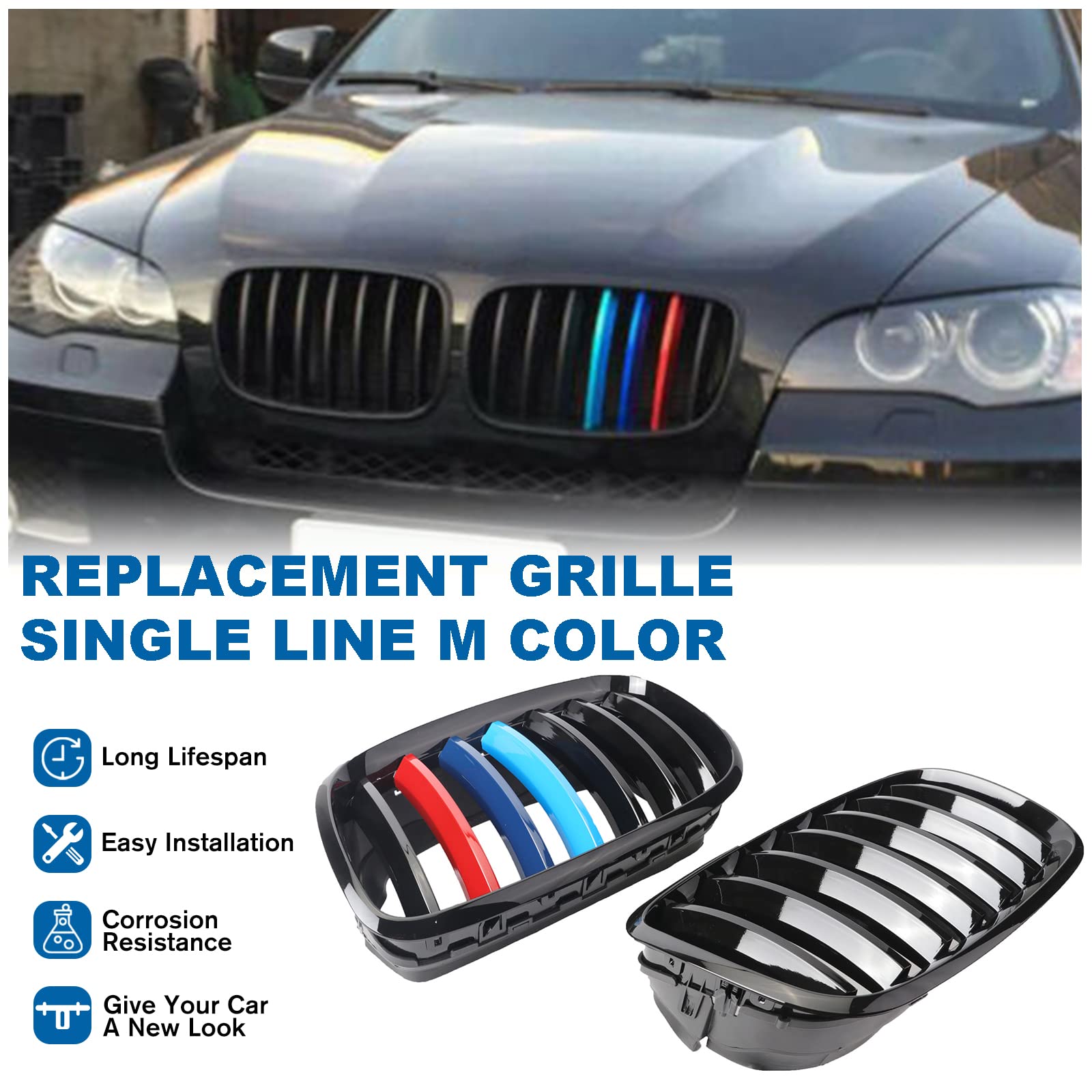 BILLDIO Front Grill M Color Grille For 2007-2014 X5 E70 X6 E71