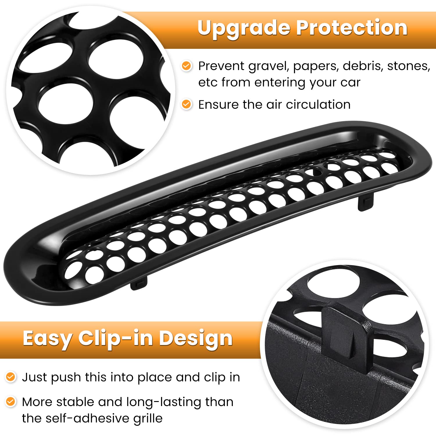 7Pcs Front Grill Mesh Inserts For Jeep Wrangler Jk Jku Sport Freedom Rubicon Sahara Unlimited 2007-2018 Exterior Accessories Clip-In Grille Guard Cover Trim (Glossy Black)