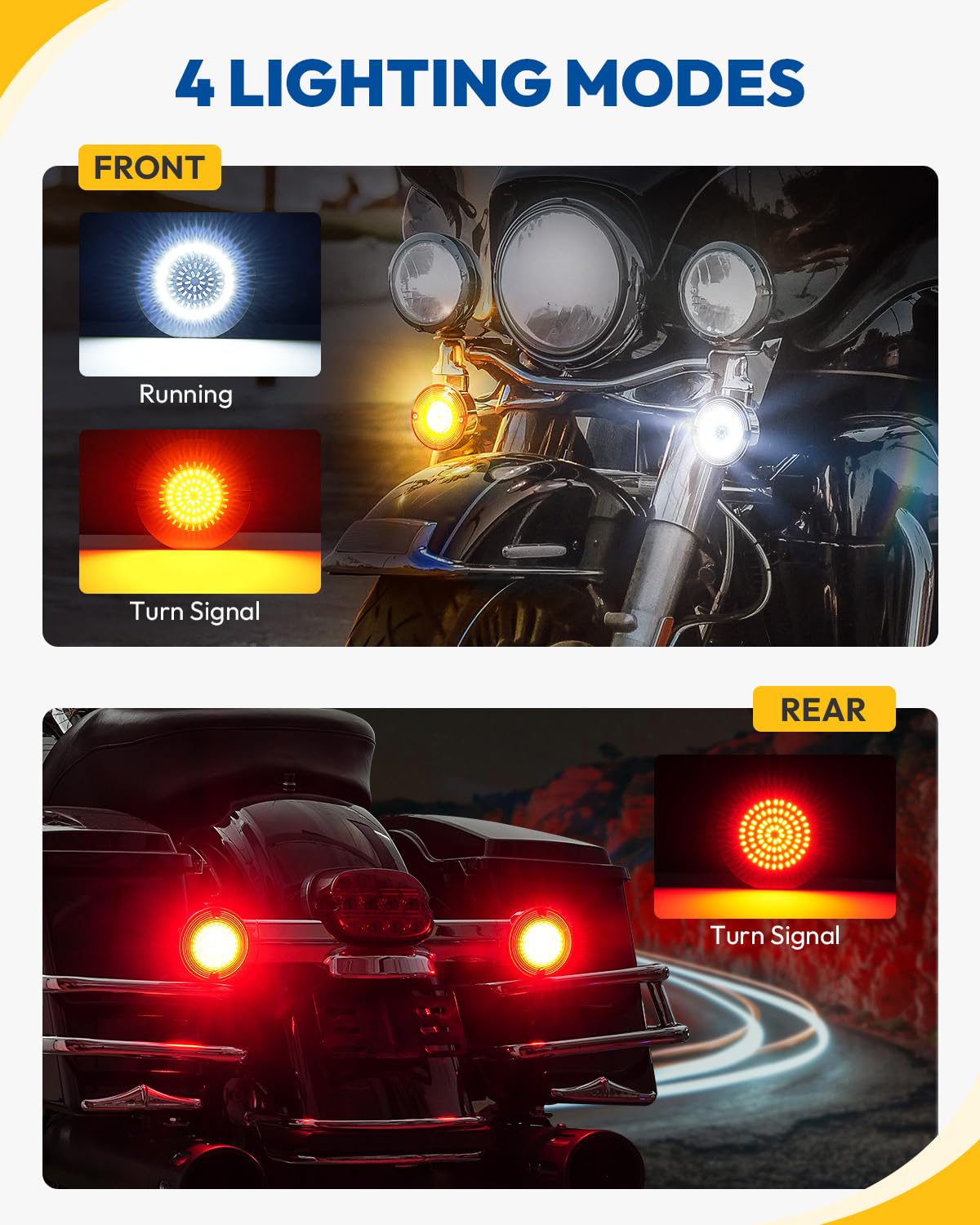 Anonemoto Brightness 1157 1156 Led Turn Signals 3 1/4 Inch Compatible For Harley 1986-2024 Electra Glide Road King Softail Tour