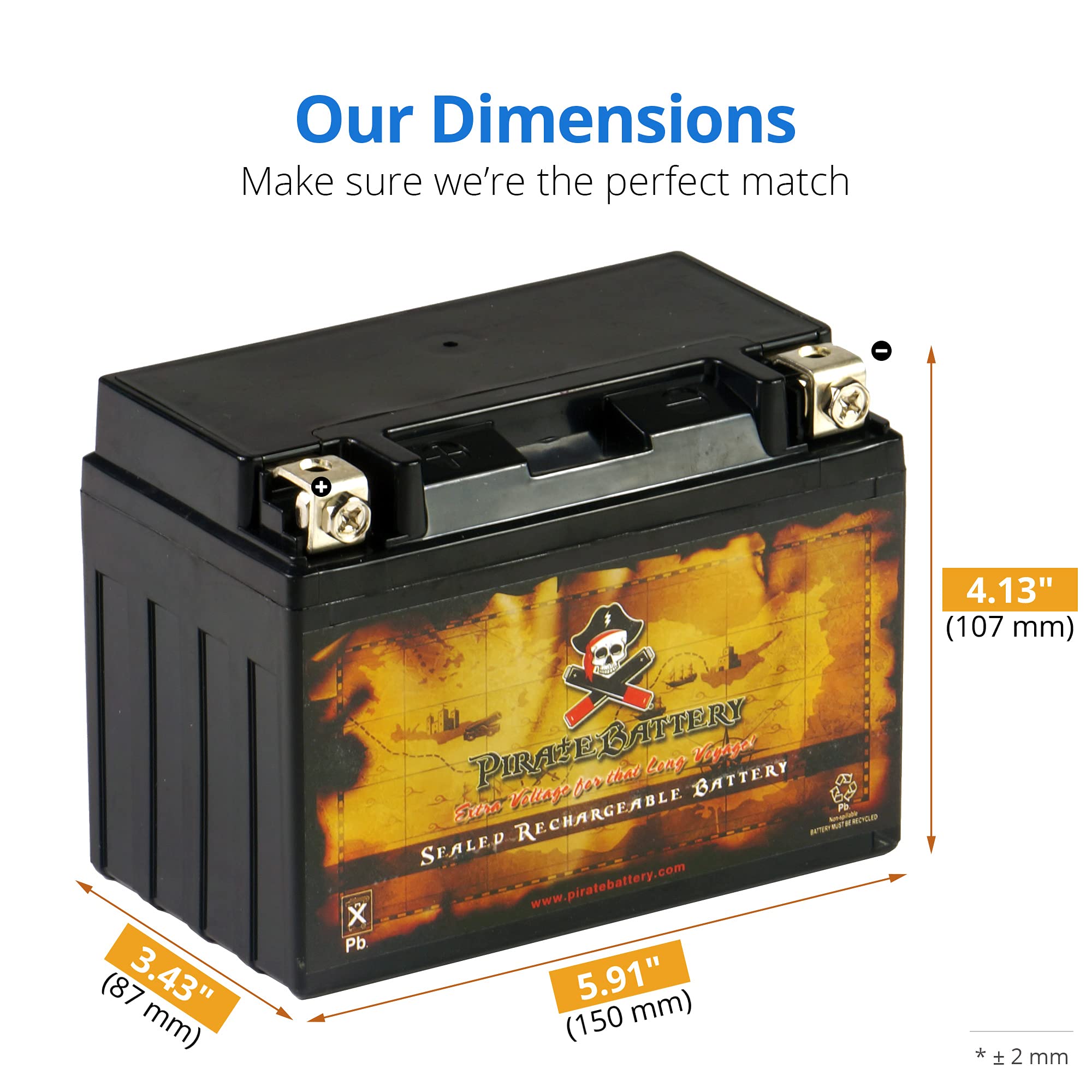 Pirate Battery 9-Bs Maintenance-Free 12V 10Ah Battery Replacement For Atv, Motorcycle, Jet Skis, Scooter, Utv, And More - Nut An