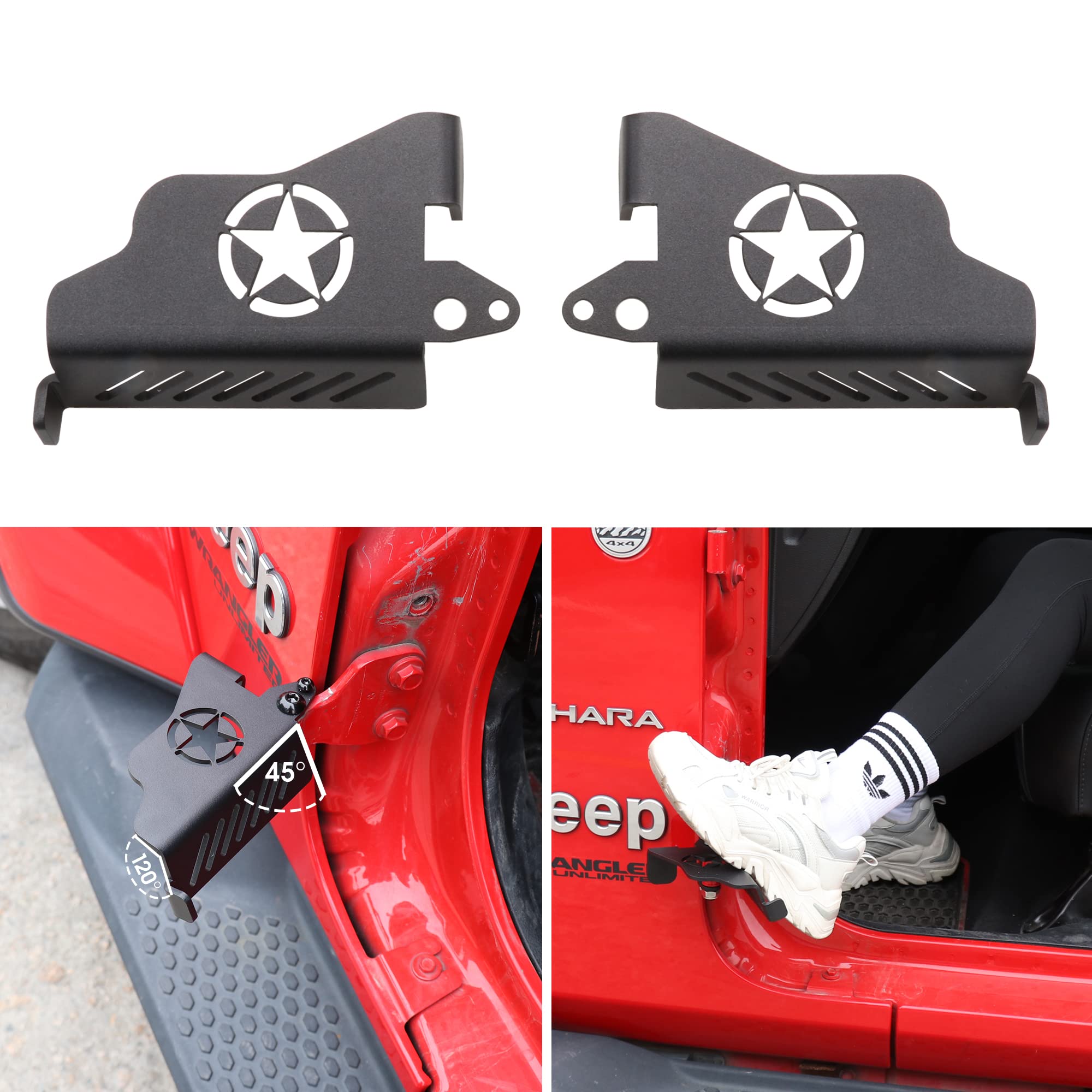 Sukemichi Foot Pegs Doors Off For Jeep Jk Jl Jt, Exterior Foot Rest Pedals Door Hinge Foot Pegs For 2007-2025 Jeep Wrangler Jk J
