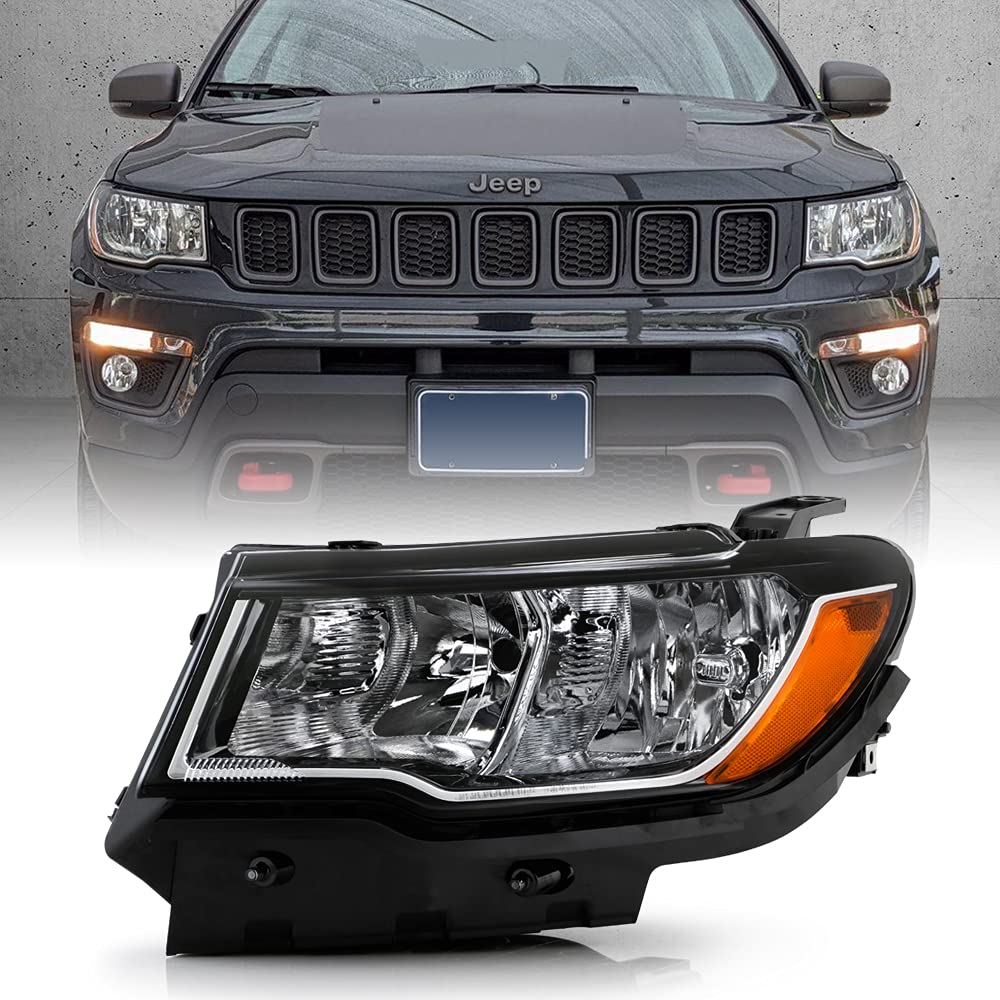 ACANII - For [Halogen Model] 2017-2021 Jeep Compass OE Factory Style Headlight Headlamp Replacement Left Driver Side