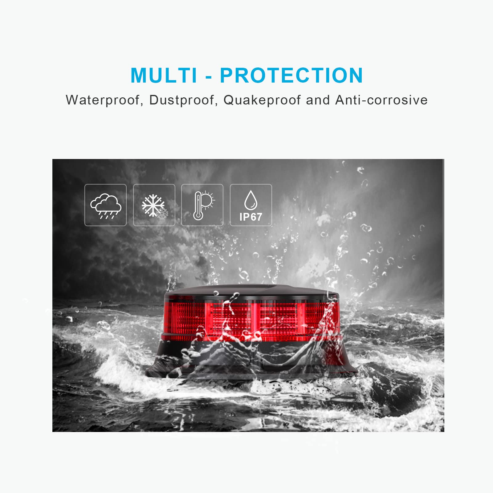 Agrieyes Red Beacon Light - 4.2" LED Emergency Strobe with 7 Flashing Modes, Magnetic Mount for Vehicles, Model AG-W16