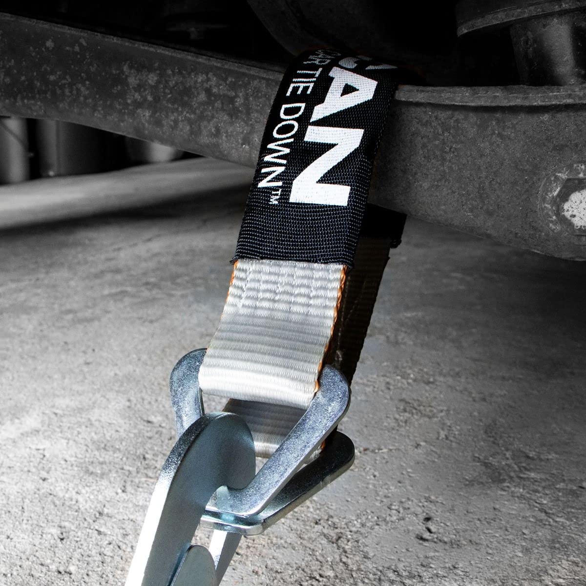 Vulcan Car Tie Down Axle Strap With Wear Pad - 2 Inch X 22 Inch - 4 Pack - Silver Series - 3,300 Pound Safe Working Load