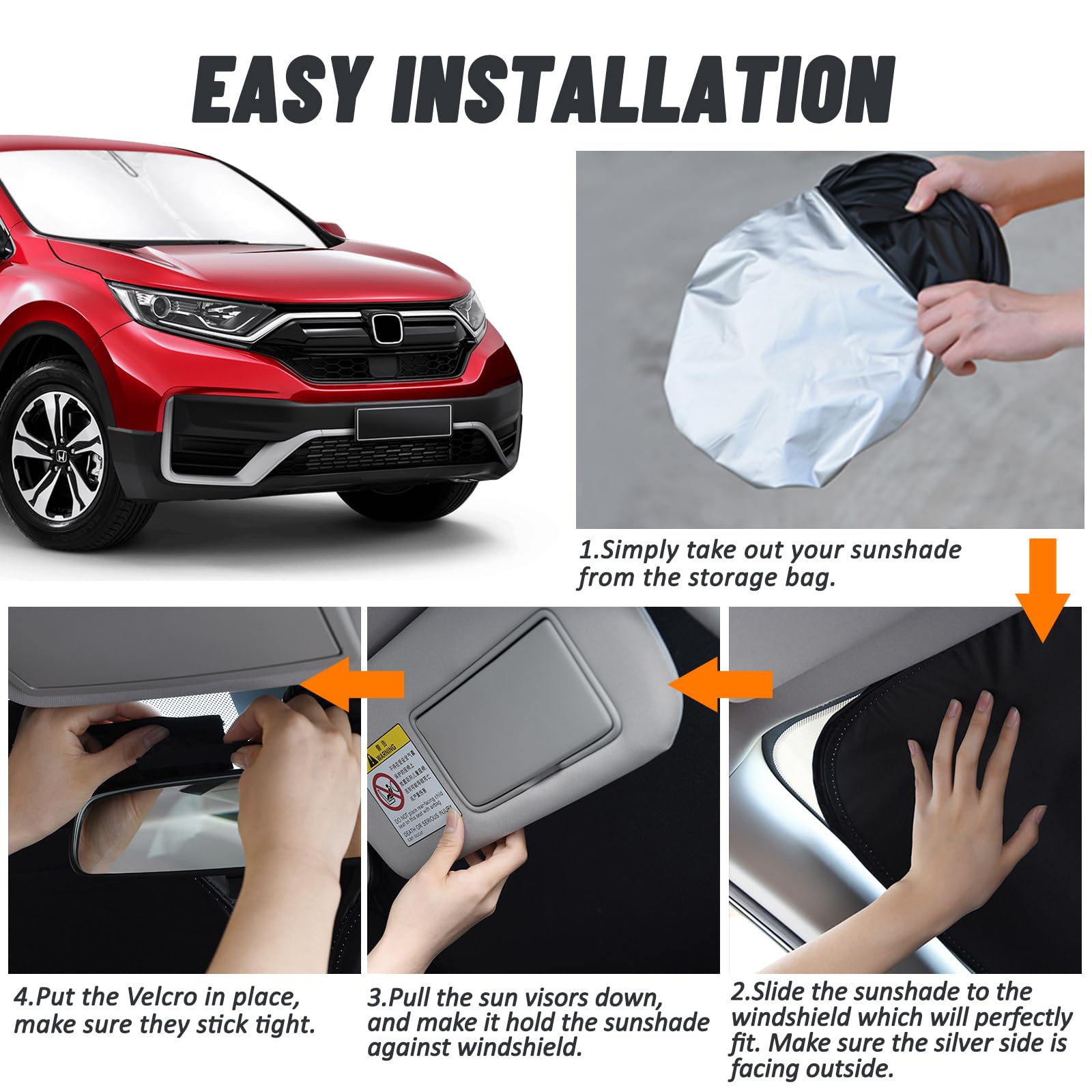 D-Lumina Windshield Sun Shade For Honda Cr-V 2017-2022 Crv Accessories, Front Window Sunshade Sun Visor Protector Block Uv Rays Heat, Foldable 2 Layers 210T Material