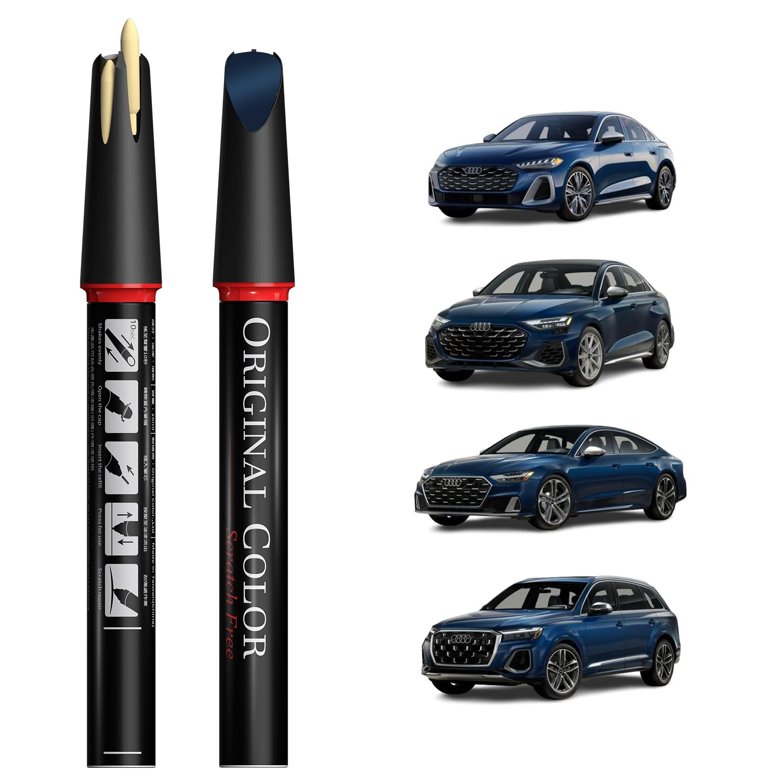 Carhoo LX5F/9W Ascari Blue Metallic Suitable for Audi Exact Match Touch Up Paint Pen Car Scratch Repair - Genuine Custom Color(1