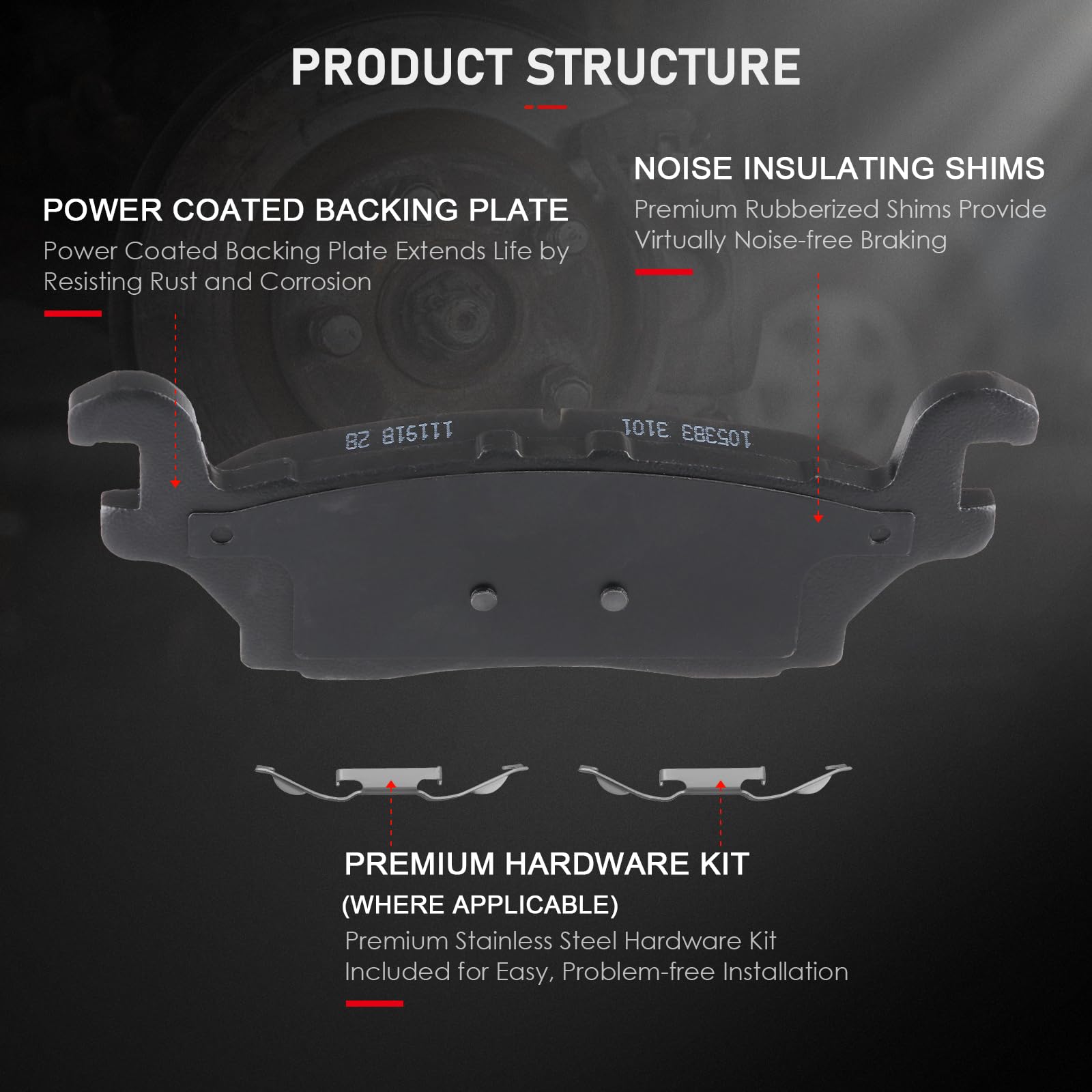Cciyu D1120 Ceramic Rear Brake Pad Set Fit For 2006-2010 For Hummer H3,2009-2010 For Hummer H3T