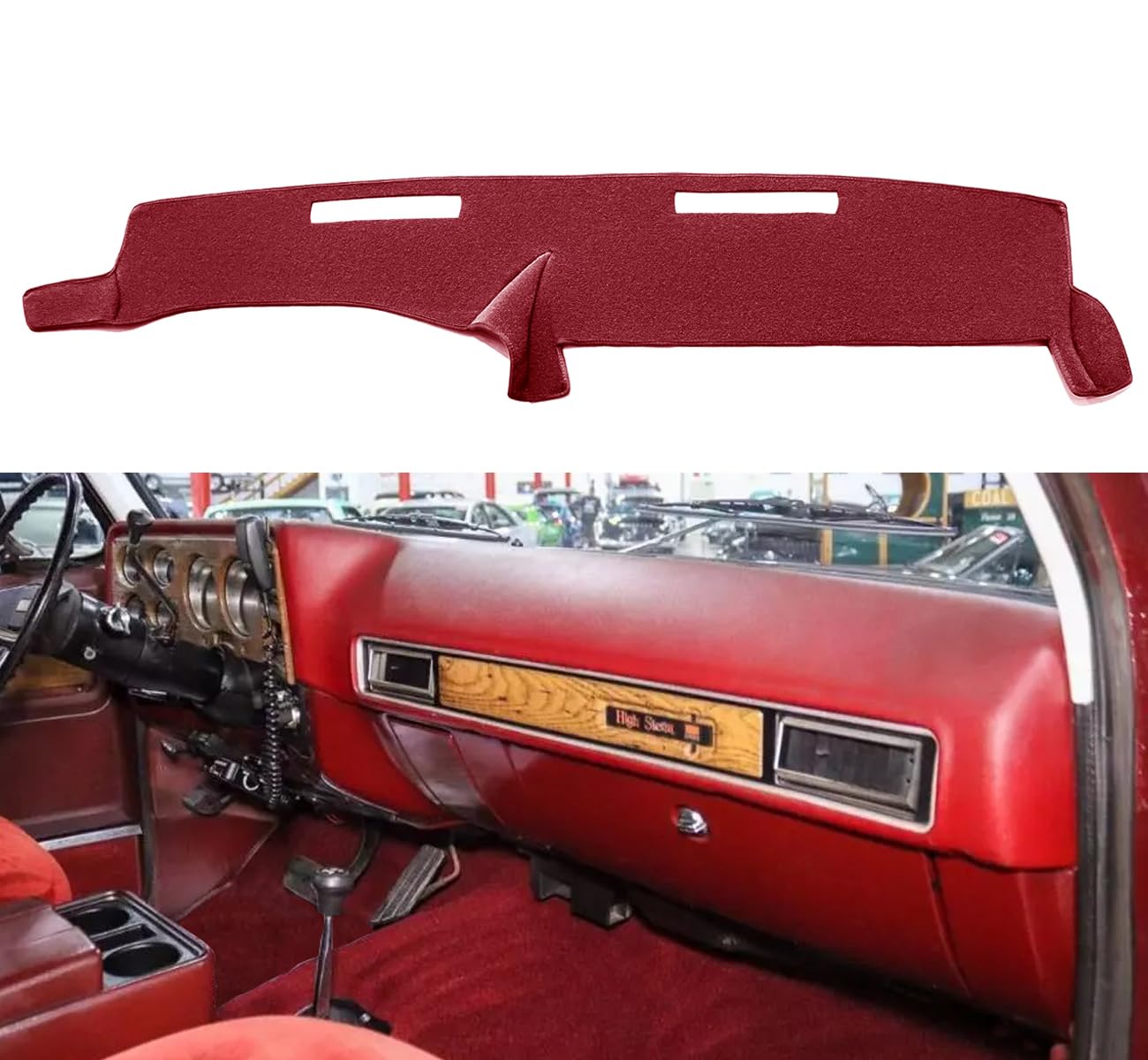 Yiz Dash Cover Mat for 1973-1980 Chevy C10 C20 K10 K5 Blazer, Custom Fit, Polyester, 73-80 Maroon