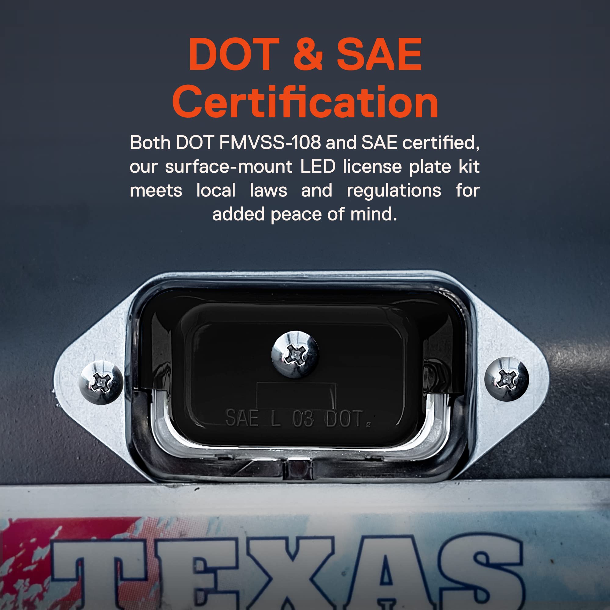 TRUE MODS Black LED License Plate Light for Boat Trailer [Surface Mount] [DOT FMVSS 108] [SAE L] [Waterproof] [12V DC] Universal