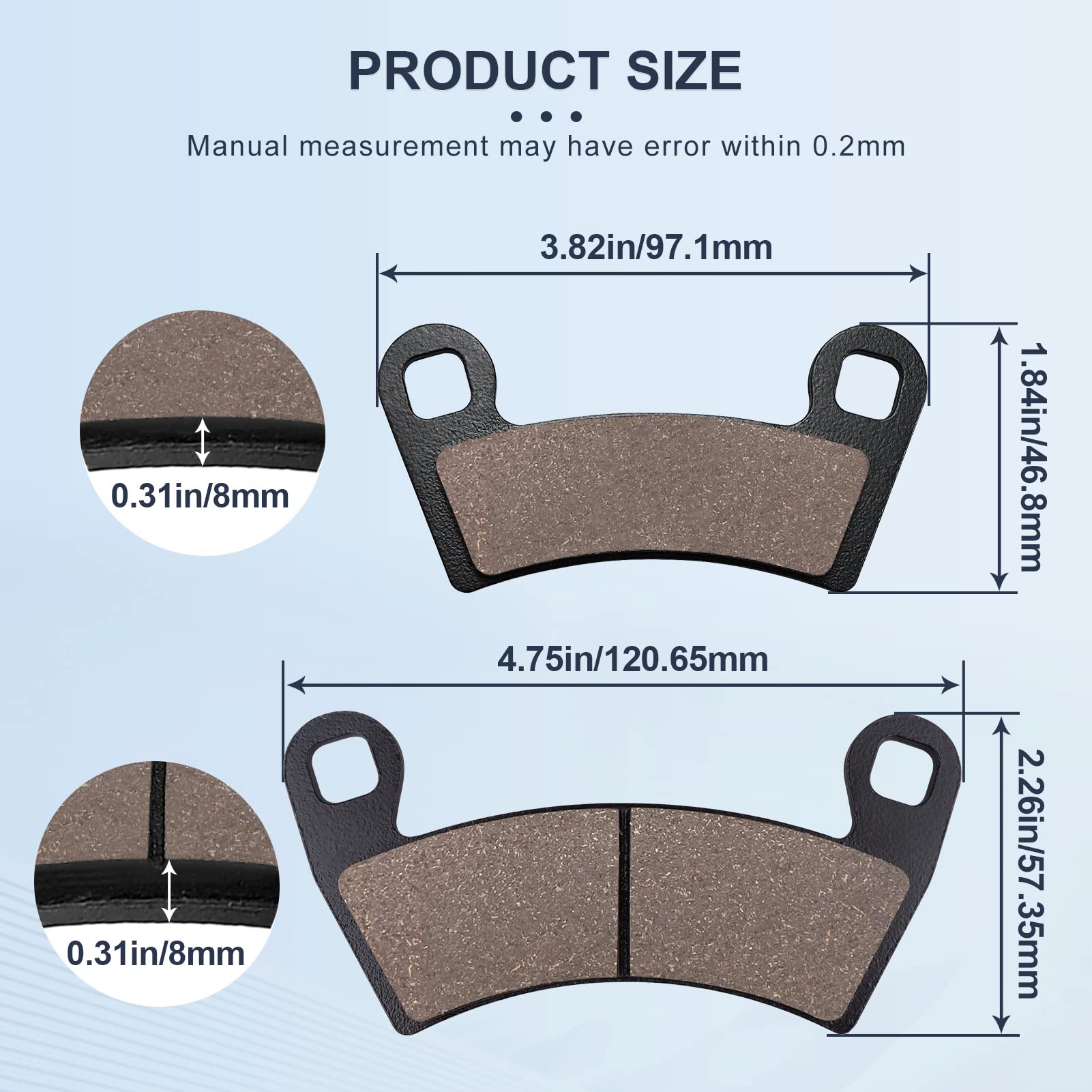 Oceair Front&Rear Brake Pads For Polaris Ranger Xp 1000 2018-2023 General 1000 Eps 2016-2020 Ranger Crew Xp 1000 2019-2020