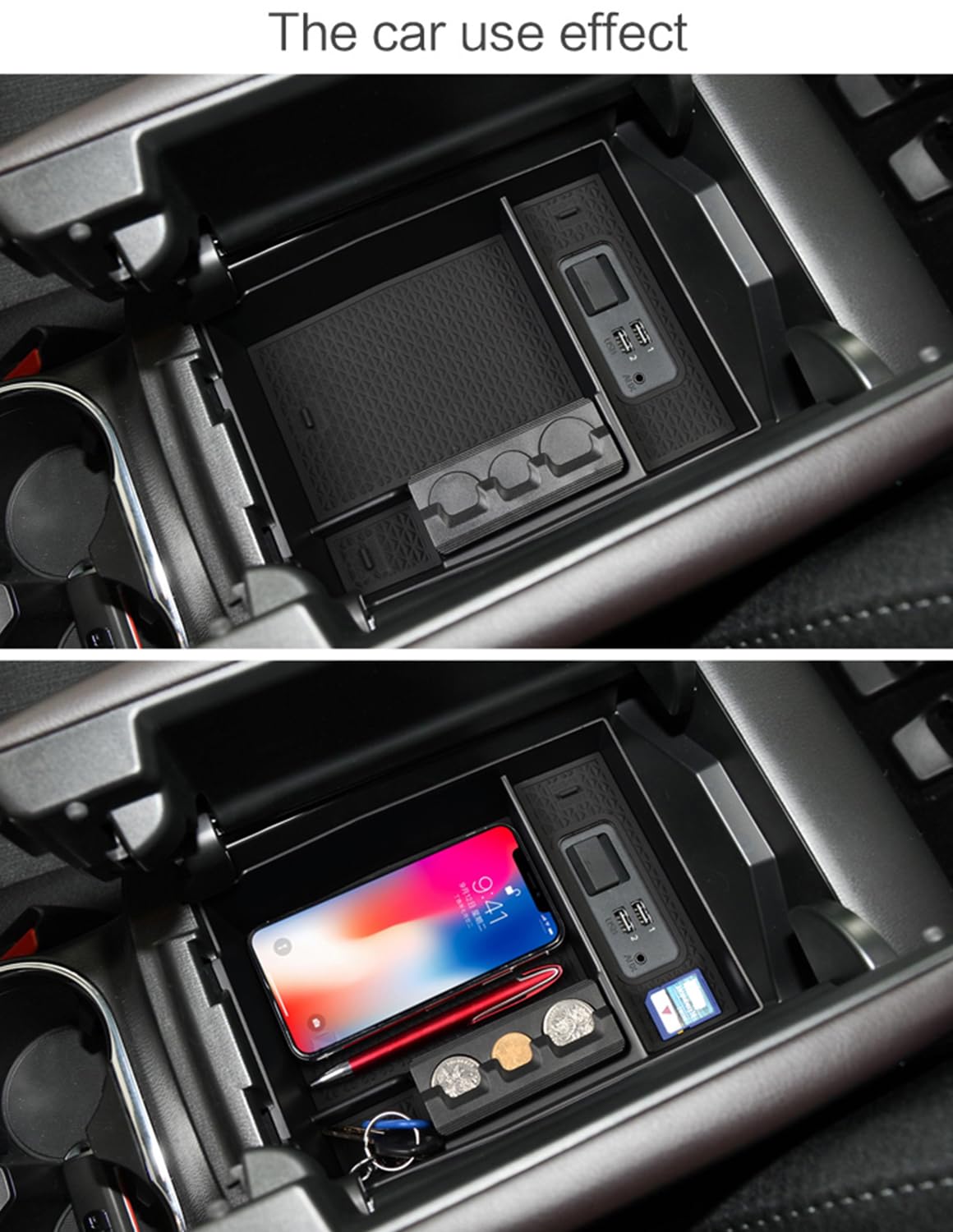 smabee Center Console Organizer for Mazda CX-8 CX-9, ABS Storage Box Insert, Black, 2016-2024 Model