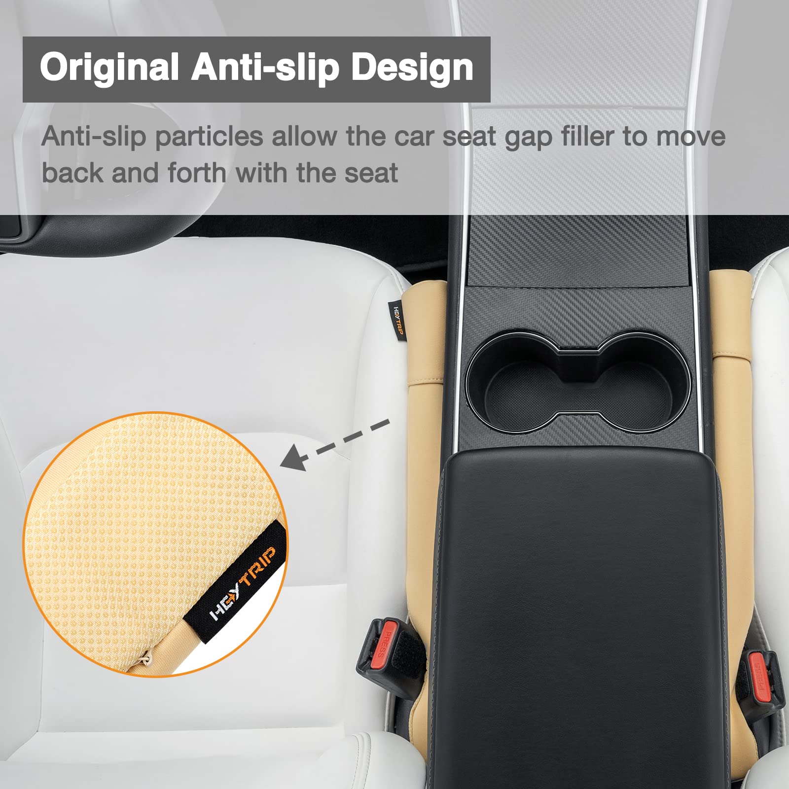 HEYTRIP Car Seat Gap Filler Organizer - Universal Fit, Pack of 2, Yellow, Model HEYT07004AB, Prevents Items from Falling, Ideal for Drivers & Passengers