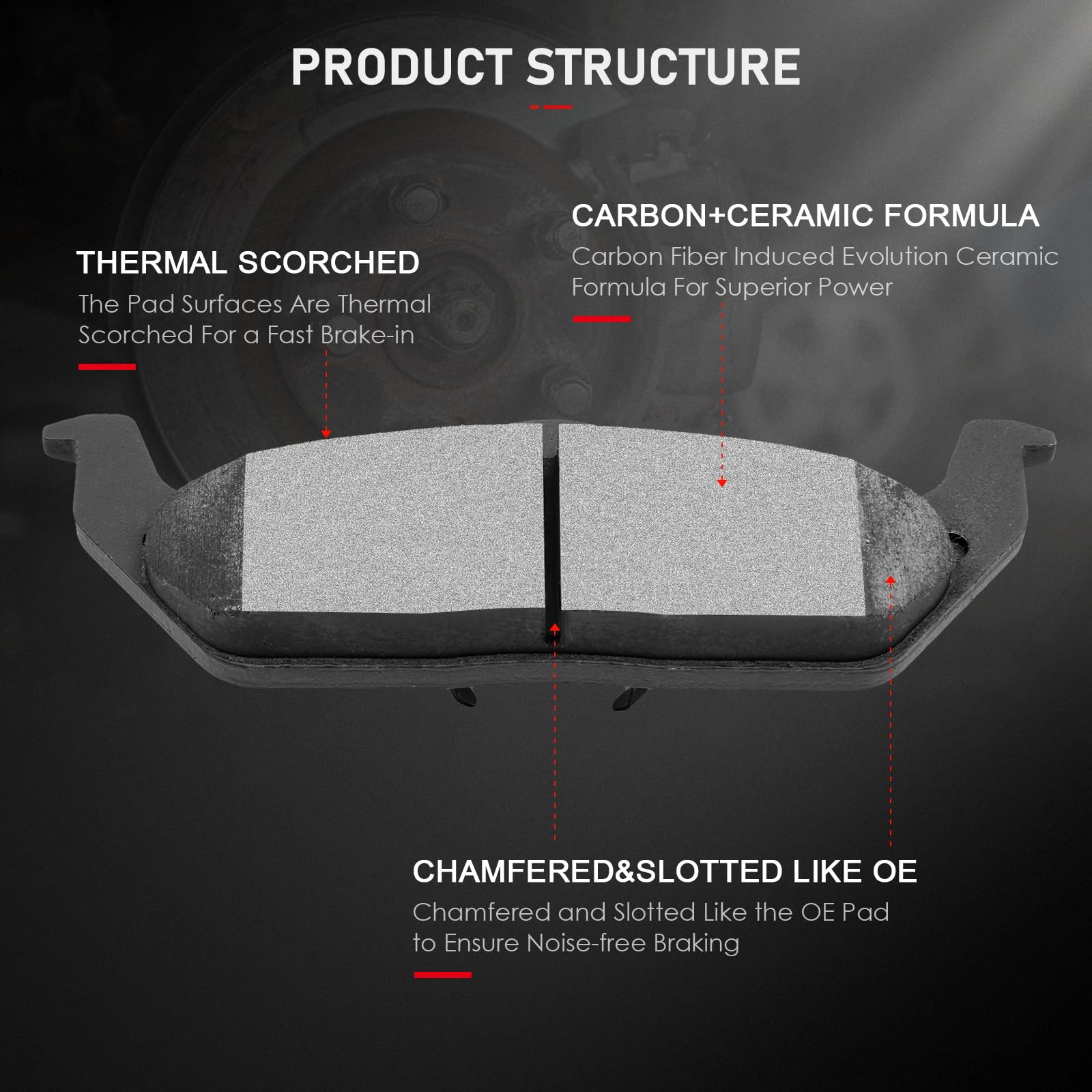 Cciyu D1012 Rear Ceramic Disc Brake Pads Kit For Ford For F-150 2004-2011,For Lincoln Mark Lt 2006-2008 4Pcs