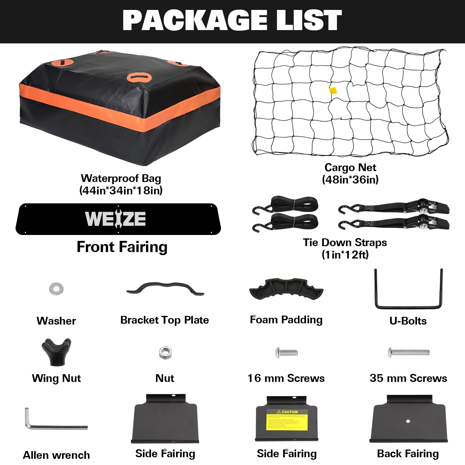 WEIZE Heavy Duty Roof Rack Cargo Carrier Basket, 54"x34", Alloy Steel, 150lb Capacity, Includes Waterproof Bag & Tie Down Strap