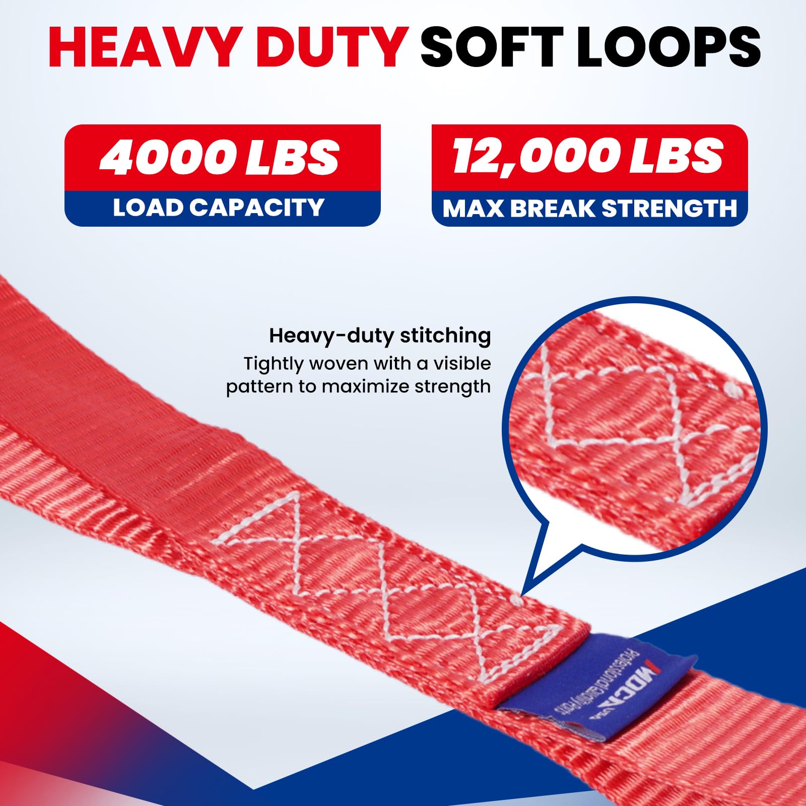 Moca 4-Pack Soft Loop Tie Down Straps 12000 Lbs Breaking Strength 1.6 X 17 Inches, Heavy Duty Tie Down Loops For Secure Traileri