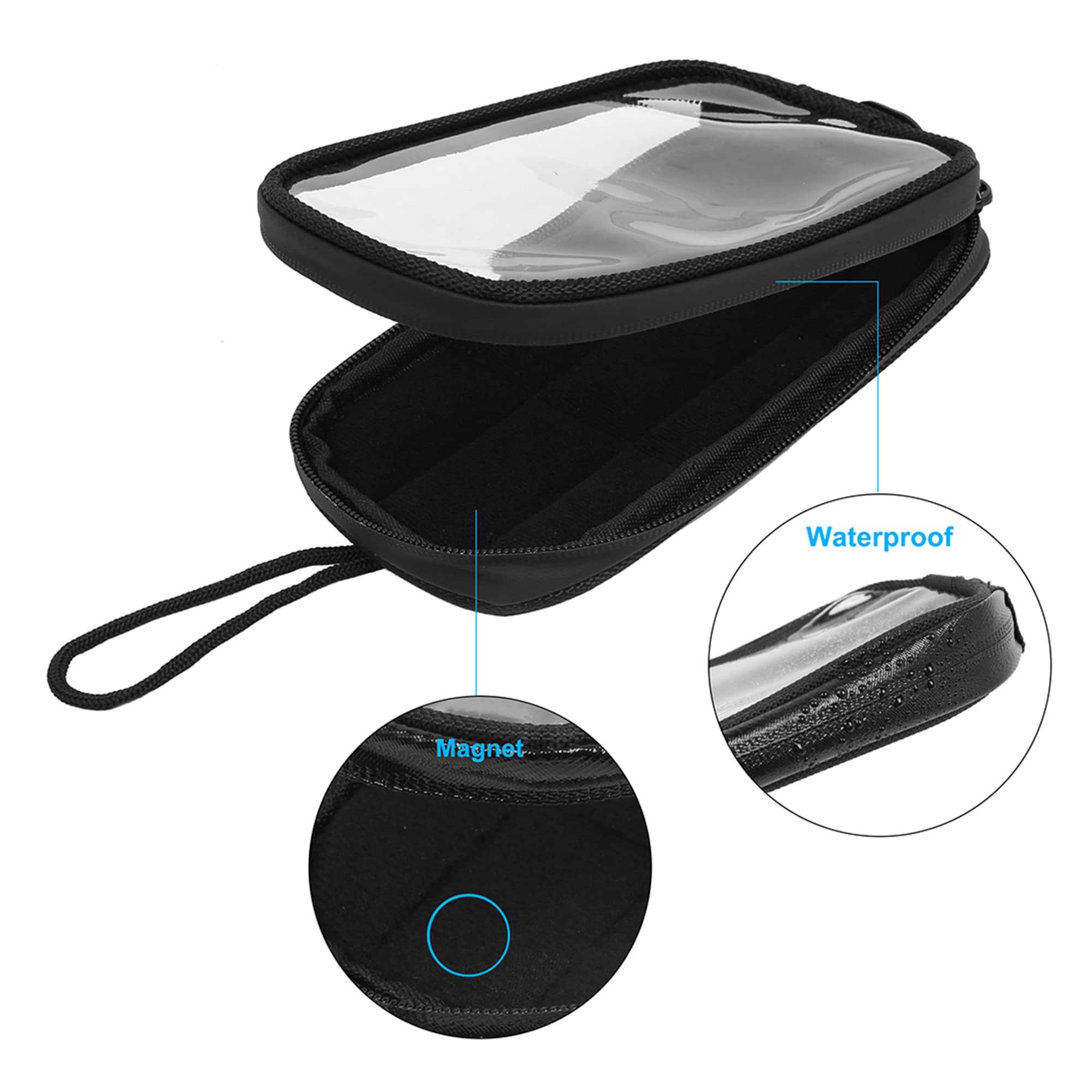 X Autohaux Universal 7'' Magnetic Tank Bag With Headphone Hole Pu Leather Waterproof Motorbike Saddlebag For Motorcycle