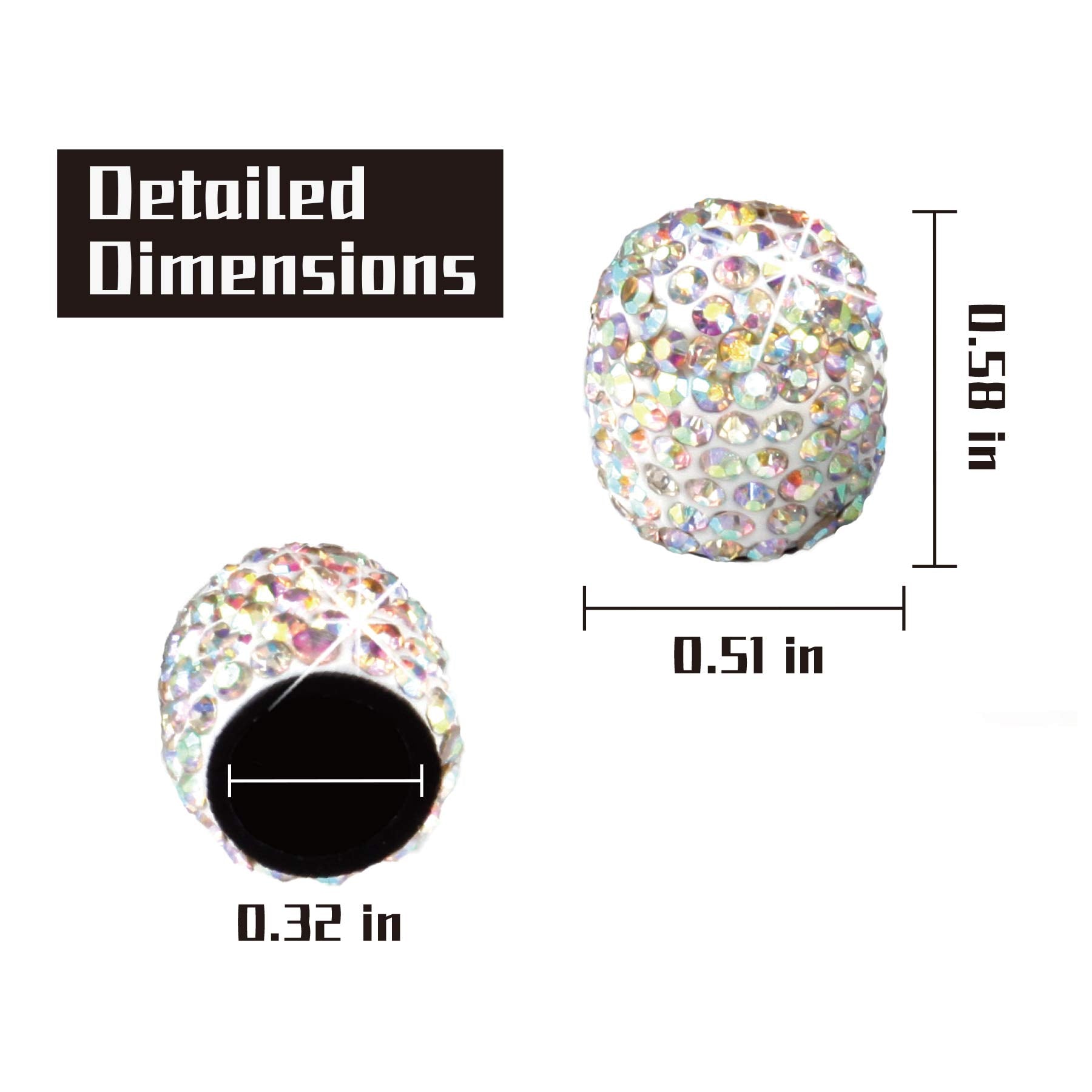 Justtop 4 Pack Handmade Crystal Rhinestone Car Tire Valve Stem Caps, Car Wheel Tire Valve, Attractive Dustproof Bling Car Accessories, Universal For Cars, Trucks And Motorcycles-Ab Color
