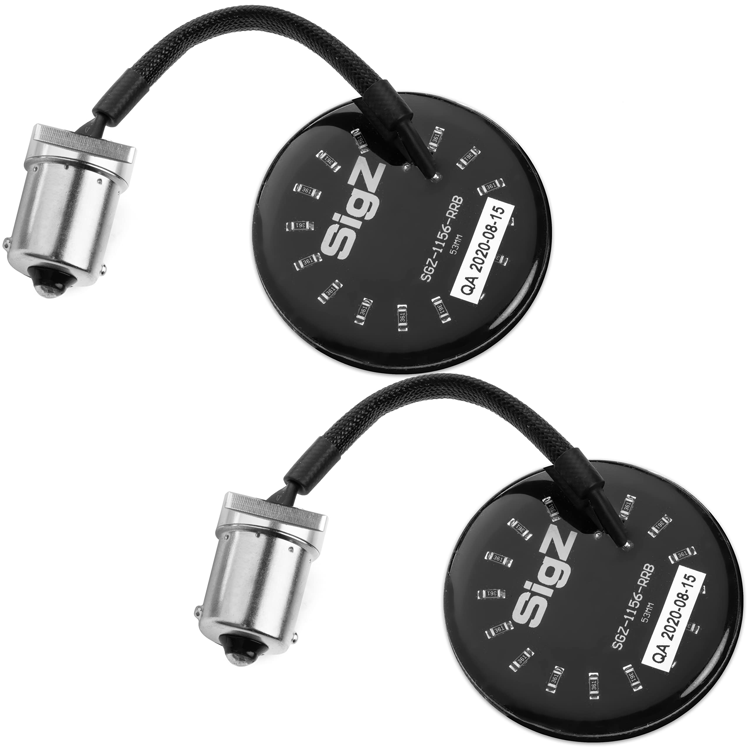 Rogue Rider Industries - Rear Motorcycle Led Turn Signals Only (1156) - Black Label Special Edition - Flashing Red Led Turn Sign