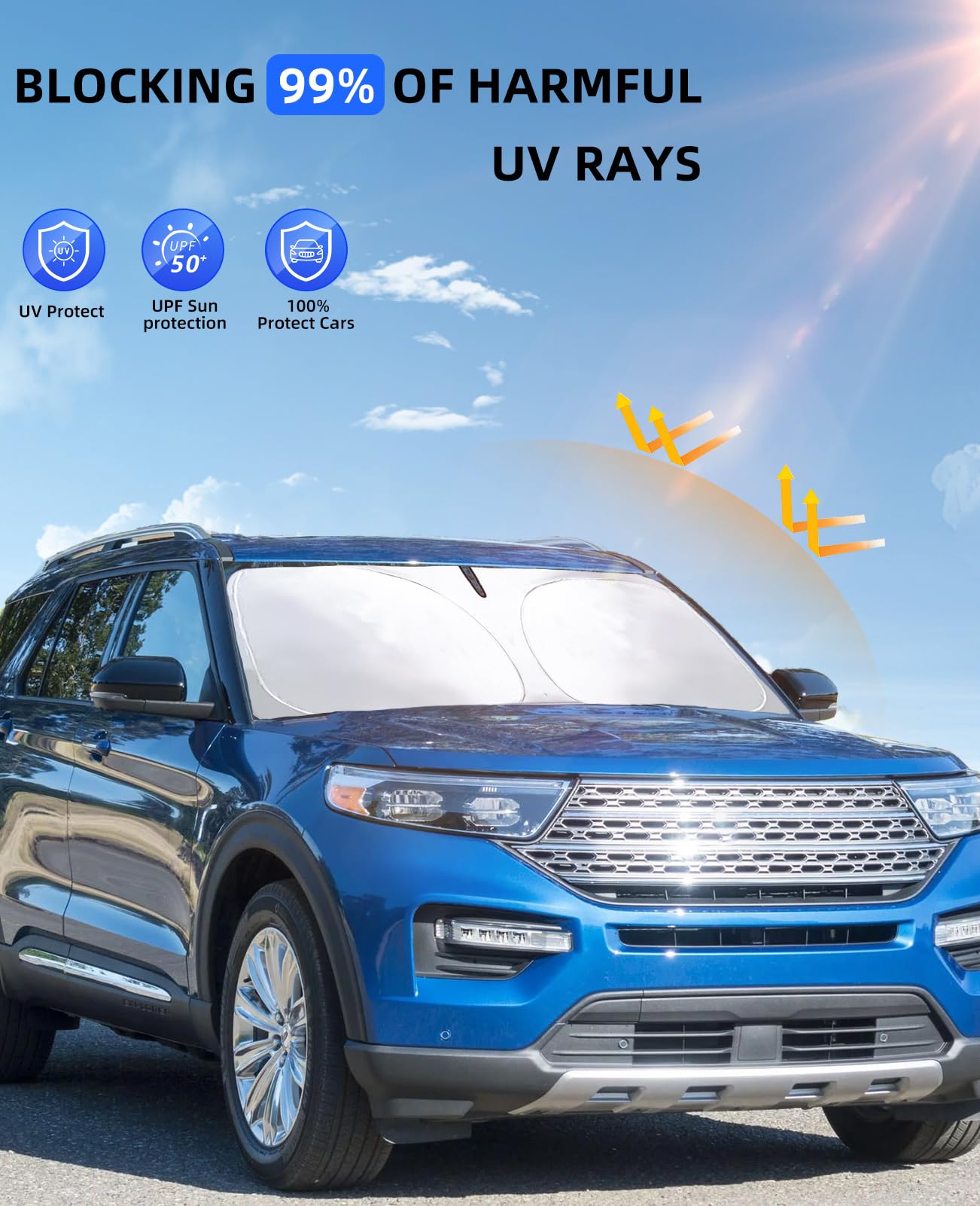 For Ford Explorer 2024 Windshield Sun Shade Window Sunshade Fit For Ford Explorer 2023 2022 2021 2020 Thicken 4-Layer Windshield