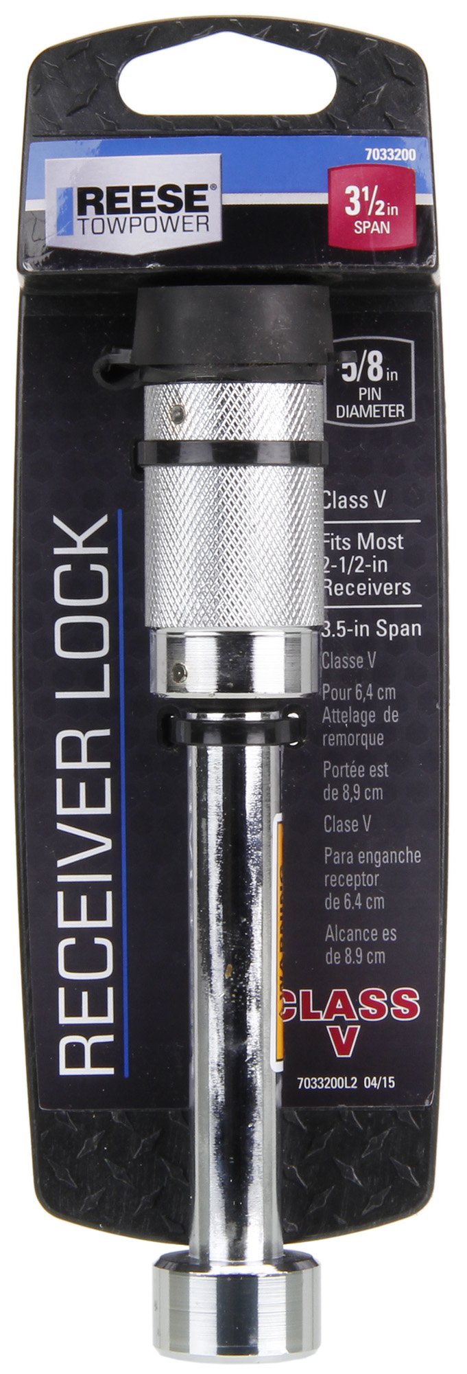 Reese Towpower Chrome Plated Steel Locking 3.5 In. Receiver And Coupler Lock