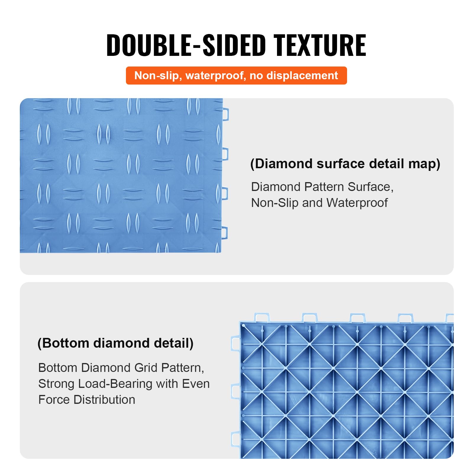 Vevor Interlocking Garage Floor Covering Tiles, 12 X 12 X 0.53 Inch, 25 Pack, Non-Slip Double-Sided Texture, For Basements, Repa