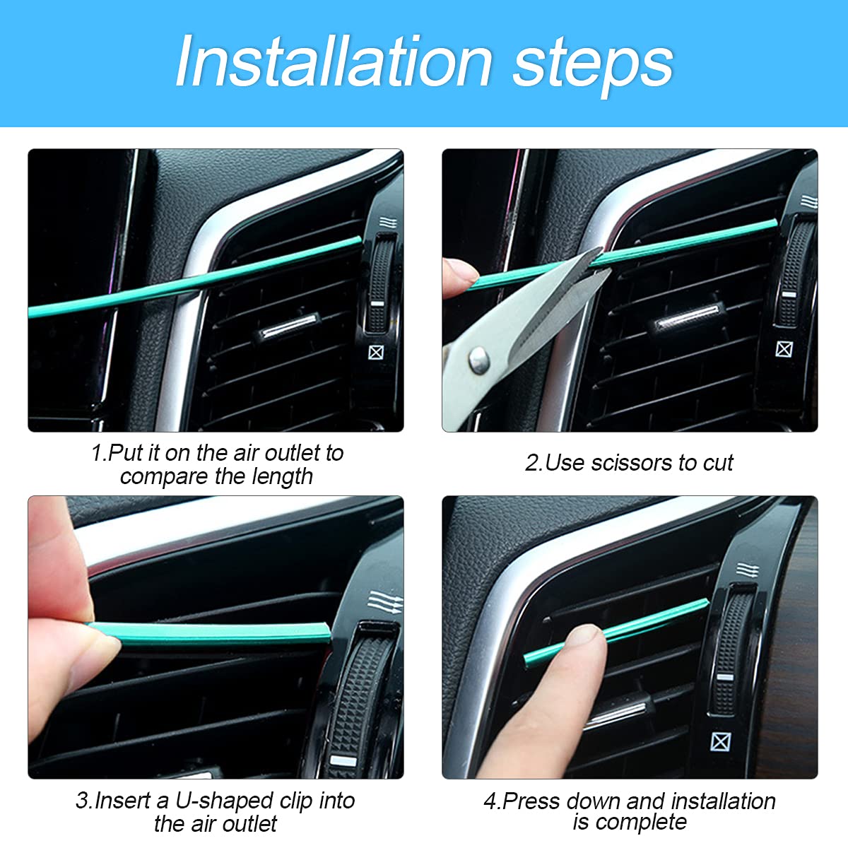 20 Pieces Car Air Conditioner Decoration Strip For Vent Outlet, Universal Waterproof Bendable Air Vent Outlet Trim Decoration, Suitable For Most Air Vent Outlet, Car Interior Accessories (Silver)