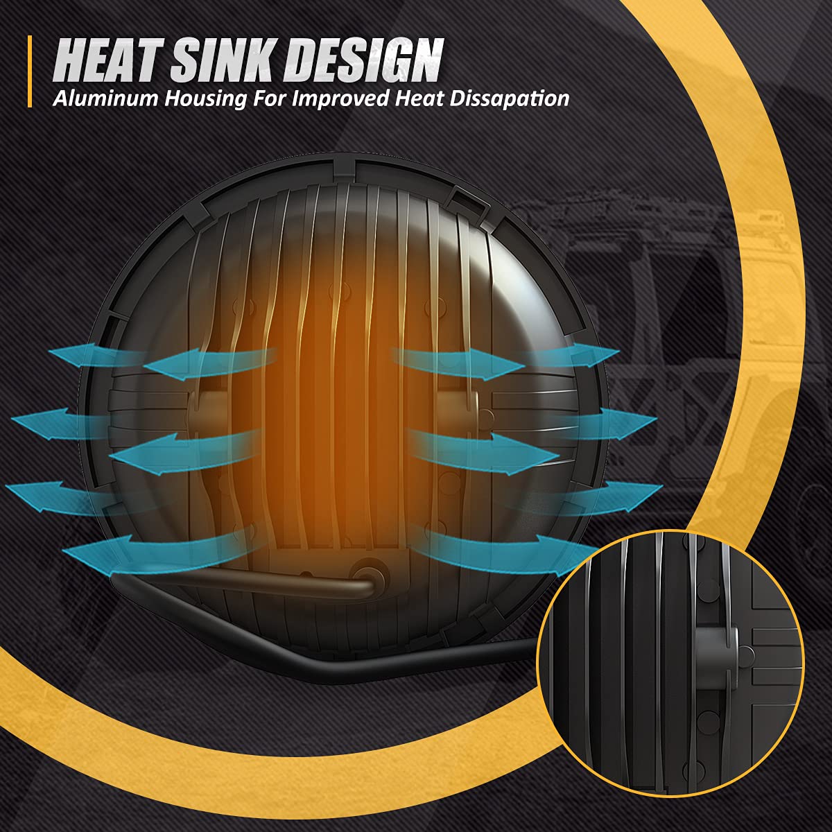 NUVISION LIGHTING 7" Matrix LED Bug Eye Headlight for 97-17 Jeep Wrangler JK TJ LJ CJ, DOT Approved, Black, Model NVL-HL-003