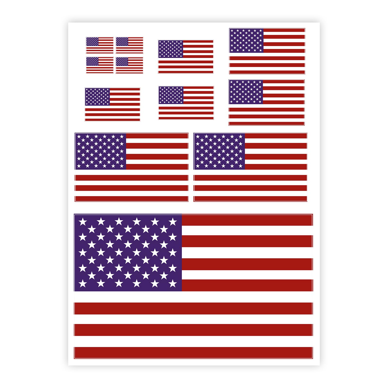 American Flag Stickers and Decals in 5 Sizes,10.1x7.3 Car Sticker American Flag Decal with 12 Stickers/1 Sheet for Car Decor,Sel