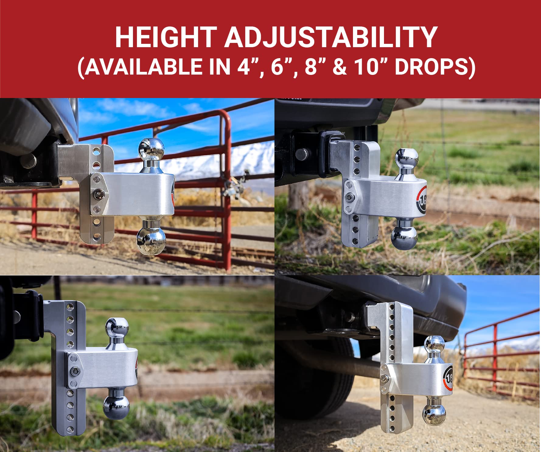 Weigh Safe Adjustable Trailer Hitch Ball Mount - 8 Adjustable Drop Hitch For 2.5 Receiver - Premium Heavy Duty Aluminum Trailer Tow Hitch W/Chrome Plated Tow Balls (2 & 2 5/16) - 18,500 Gtw