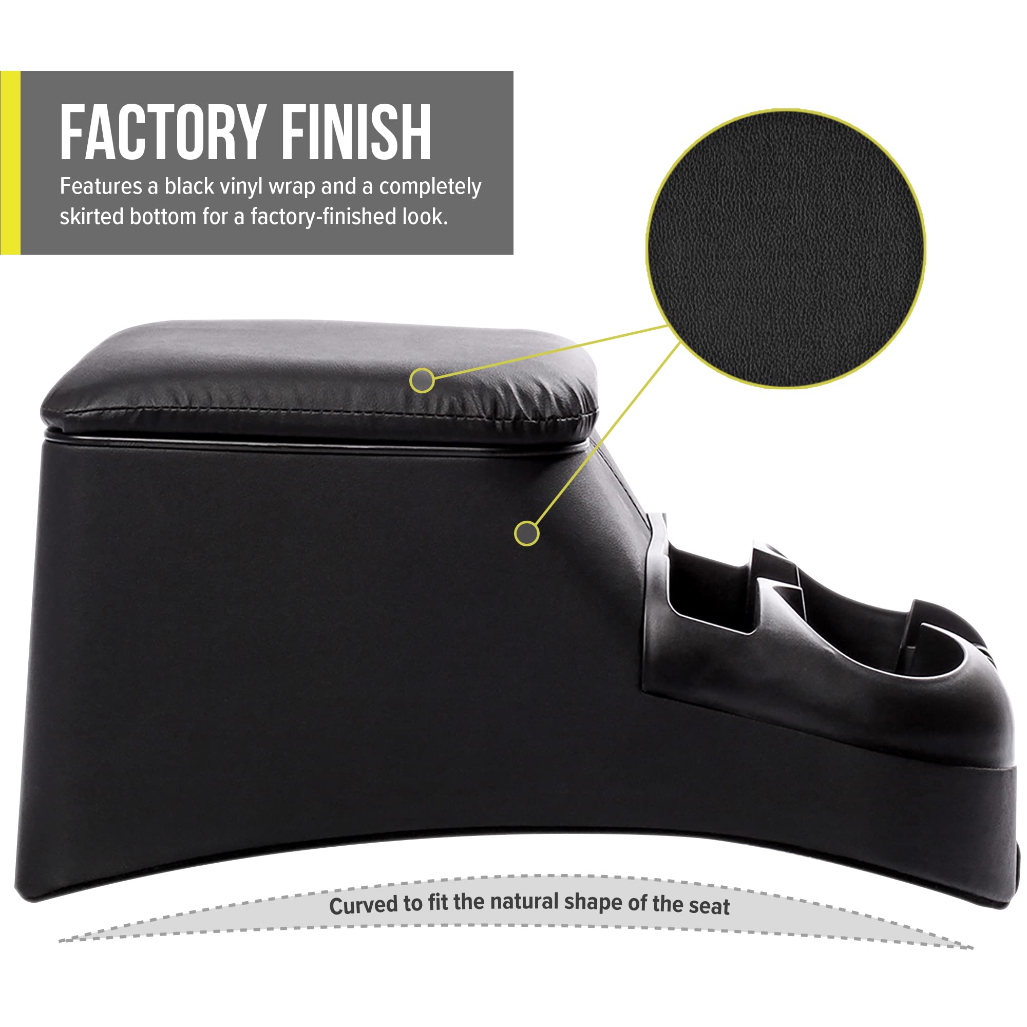 Moblorg Center Console For Truck Bench Seats, Vehicle Organizer, Medium, High-Quality Vinyl, Made In Usa (Black)