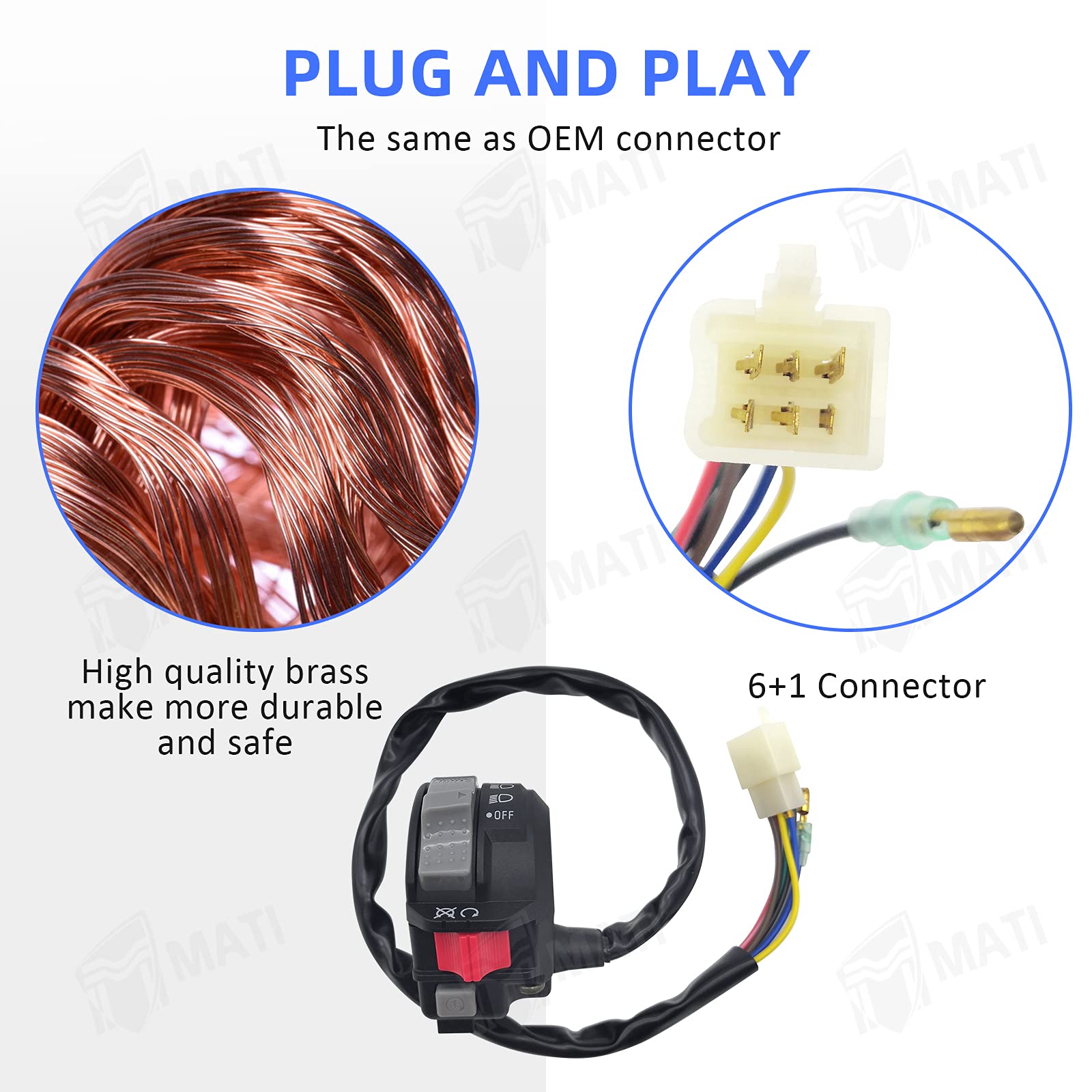 Left Handlebar Control Engine Start Run Off Headlight Switch for Yamaha Wolverine 350 YFM350F Big Bear 350 YFM350F/U Kodiak 400