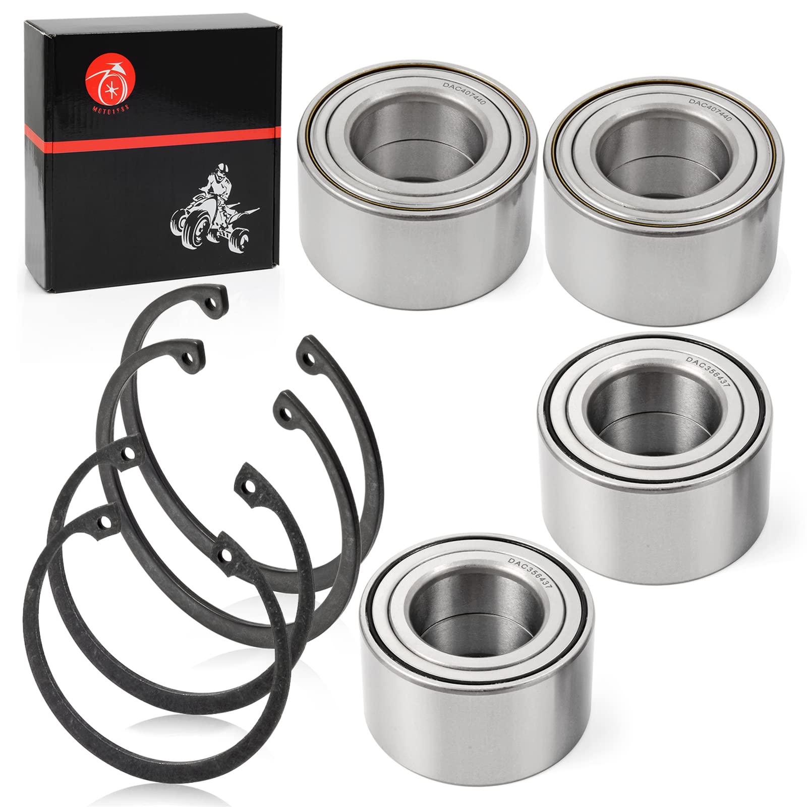 Front & Rear Wheel Bearings Ring Clip For Polaris Sportsman 400 450 500 600 700 2X 3514634 35 * 64 * 37Mm 2X 3514635 40X74X40Mm