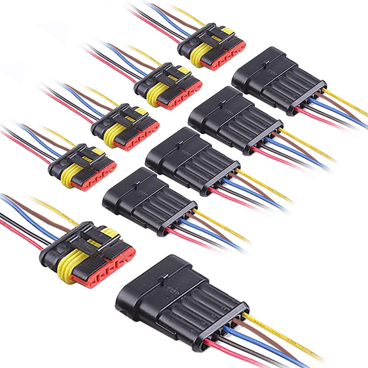 QOFOWIN 5 Pin Connector Waterproof,5Pin Way Car Electrical Connector,with Wire 16 AWG Marine for Car,Truck,Boat,Motorcycle and O