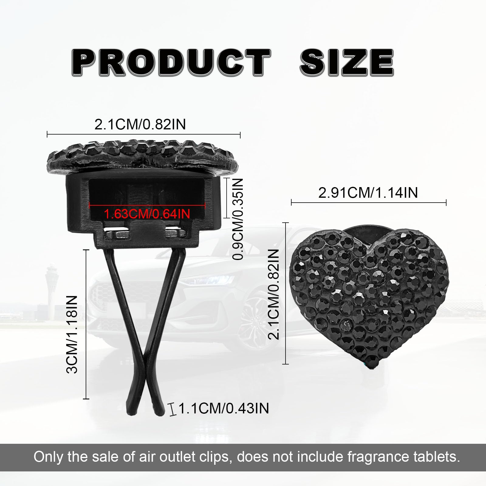 RBOKO 2Pcs Car Air Vent Clip, Bling Crystal Heart Charms Car Air Vent Clips, Car Air Conditioning Outlet Clip Decorative, Car In