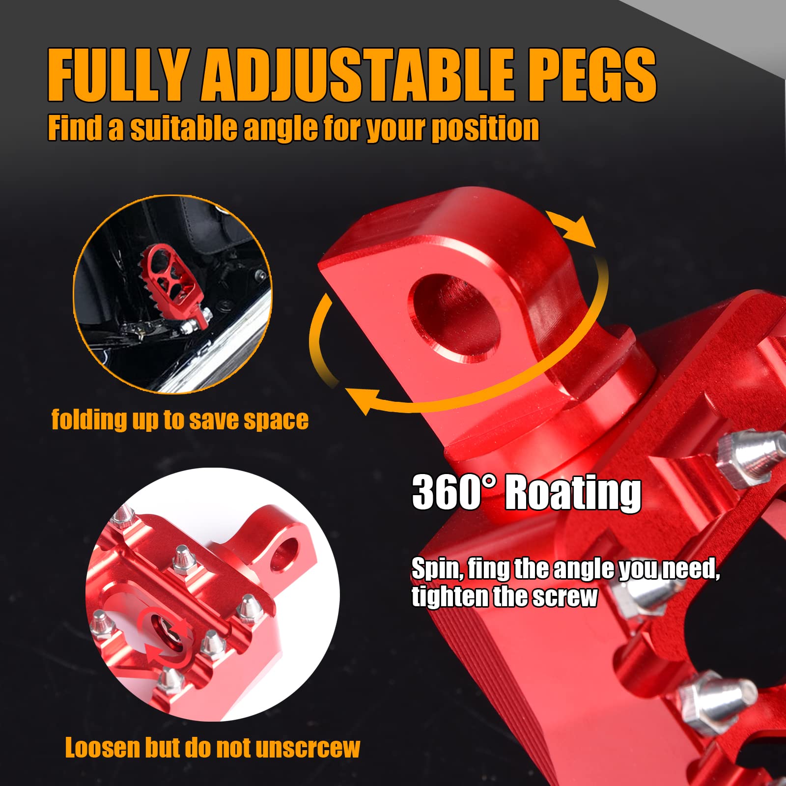 Sresk Offroad Cnc Wide Fat Foot Pegs For Harley Dyna Sportster Flfb Flstf Iron 883 Softail Street Glide, 360 Degree Rotating Mx