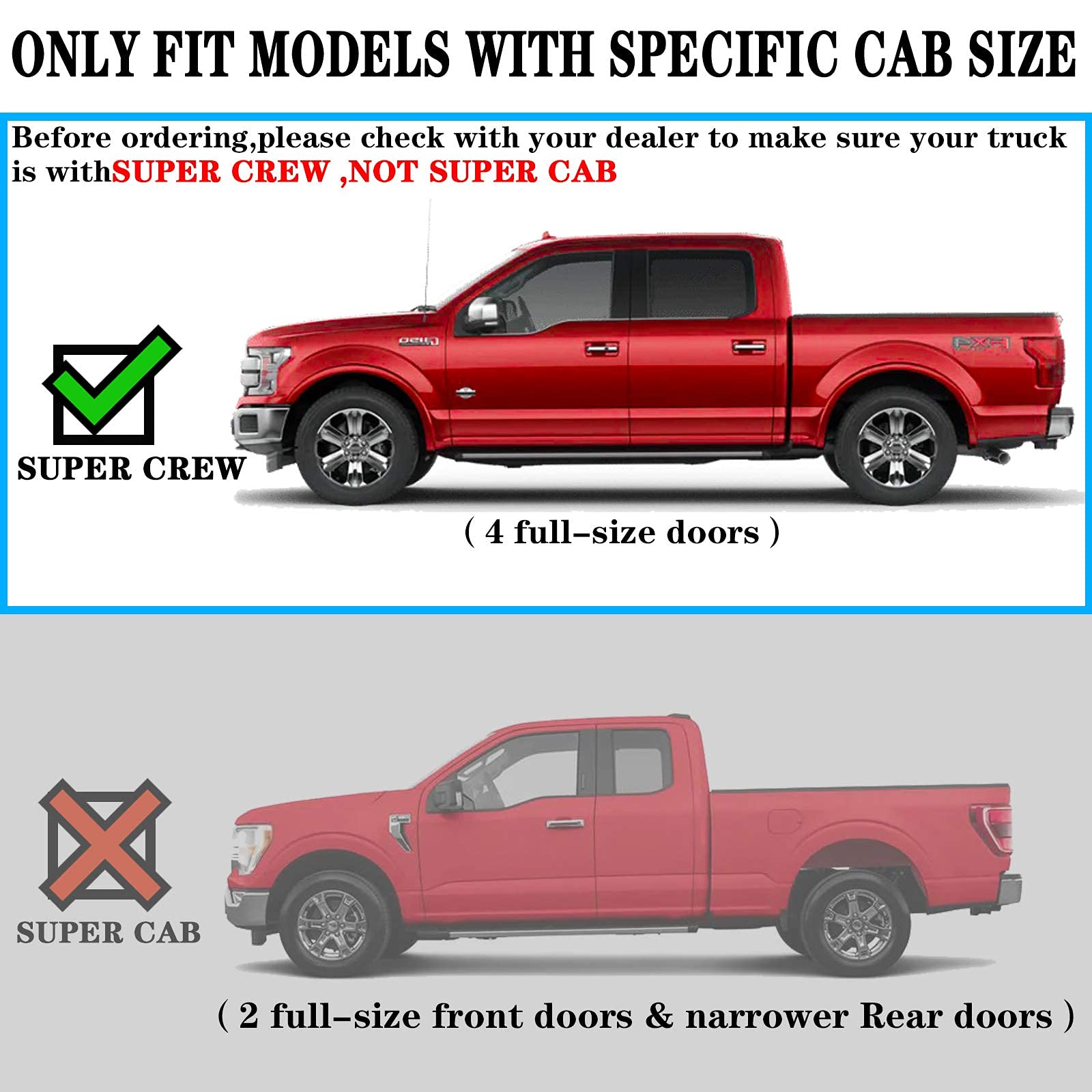 Comnova Side Step Nerf Bar Running Board Replacement For 99-16 Ford F250 Superduty Crew Cab(4 Full Size Door),6 Inch Step Pad Design,Oe Style (Black)