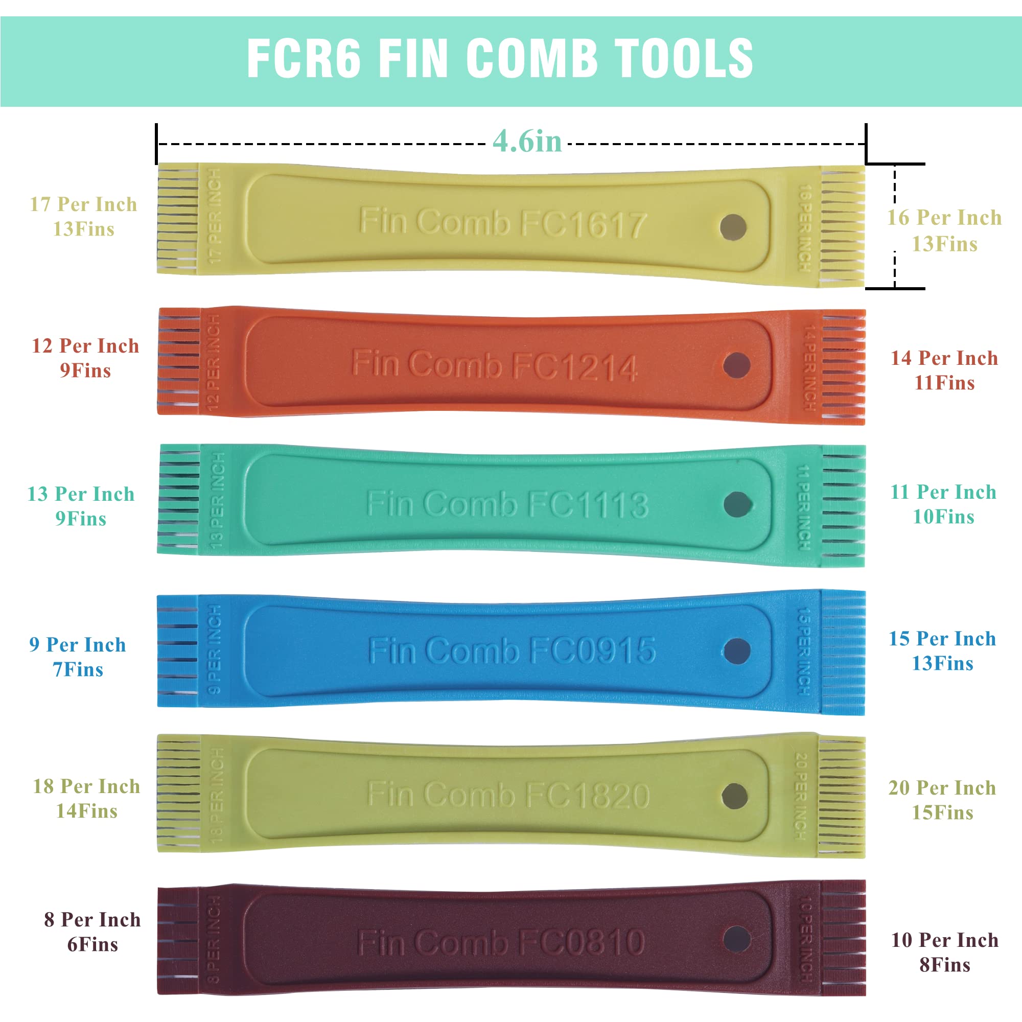 LONCHDAN 10 Pcs Air Conditioner Fin Comb Cleaner kit AC Coil Cleaning Brush 5 Different Fin Combs Condenser Fin Straightener AC