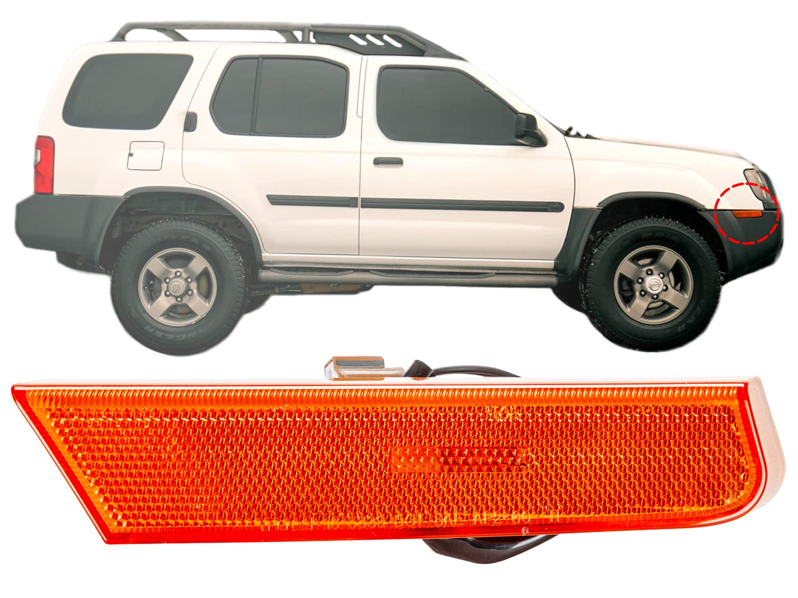 Auto Parts Avenue APA Replacement for Front Side Marker Lamp 2002 2003 2004 Xterra with Bulb Passenger Right Side 261807Z800 NI2