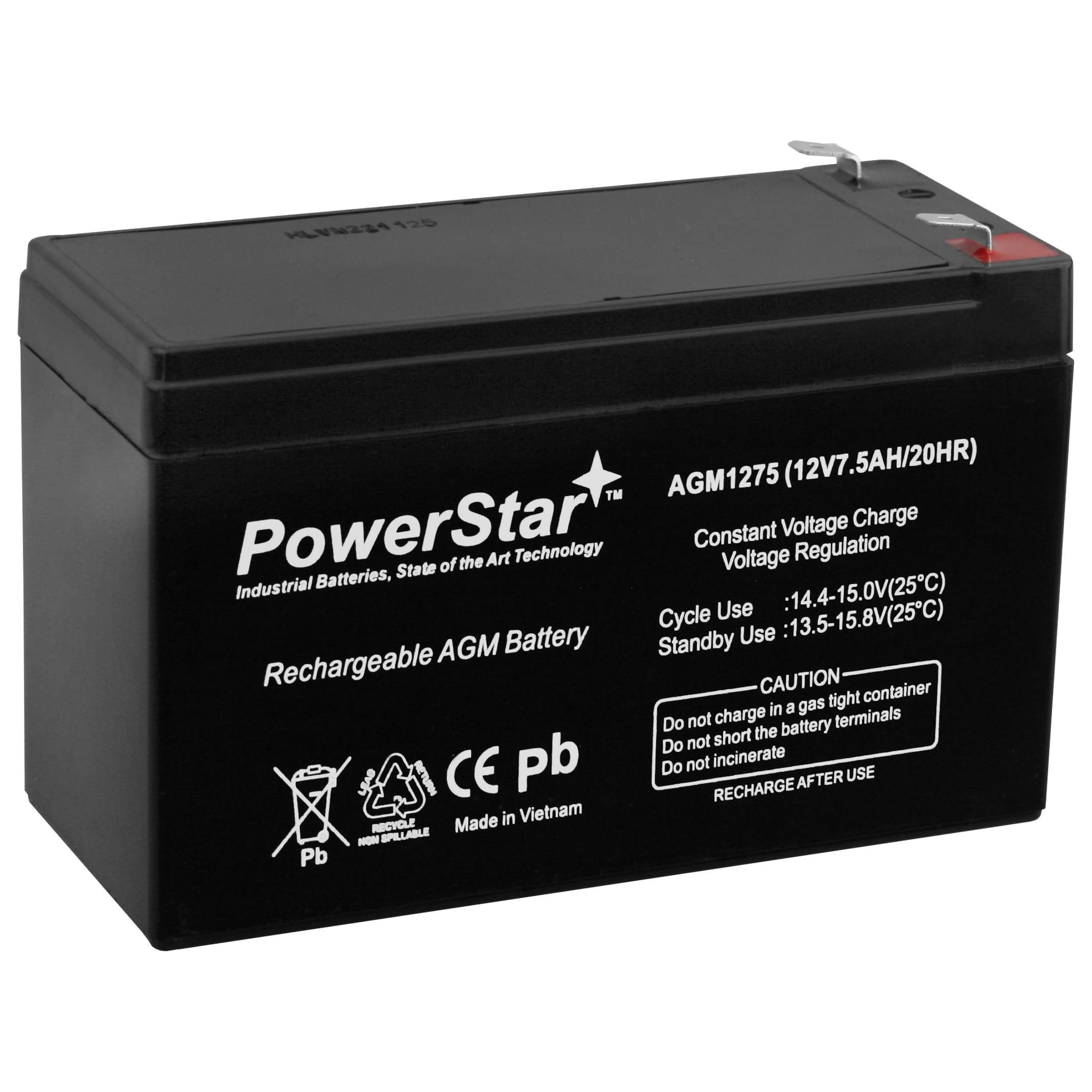 Verizon FiOS PX12072-HG 12v 7.5ah SLA Sealed Lead Acid Genuine Powerstar AGM Rechargeable Battery (W/F-2 Adapter)