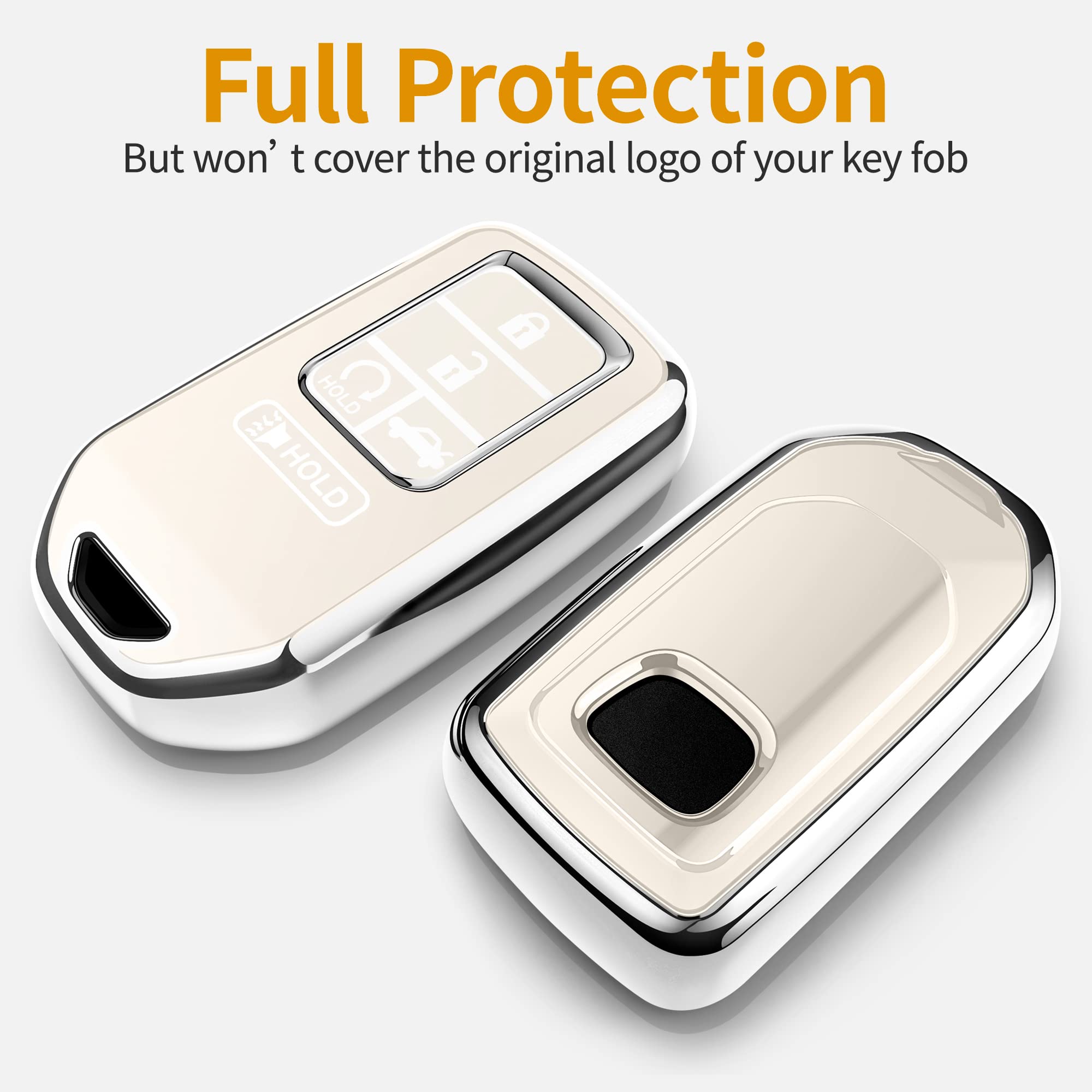 Sindeda For Honda Key Fob Cover With Leather Keychain,Soft Tpu Full Key Shell Protection,Key Fob Case Compatible Honda Accord Ci