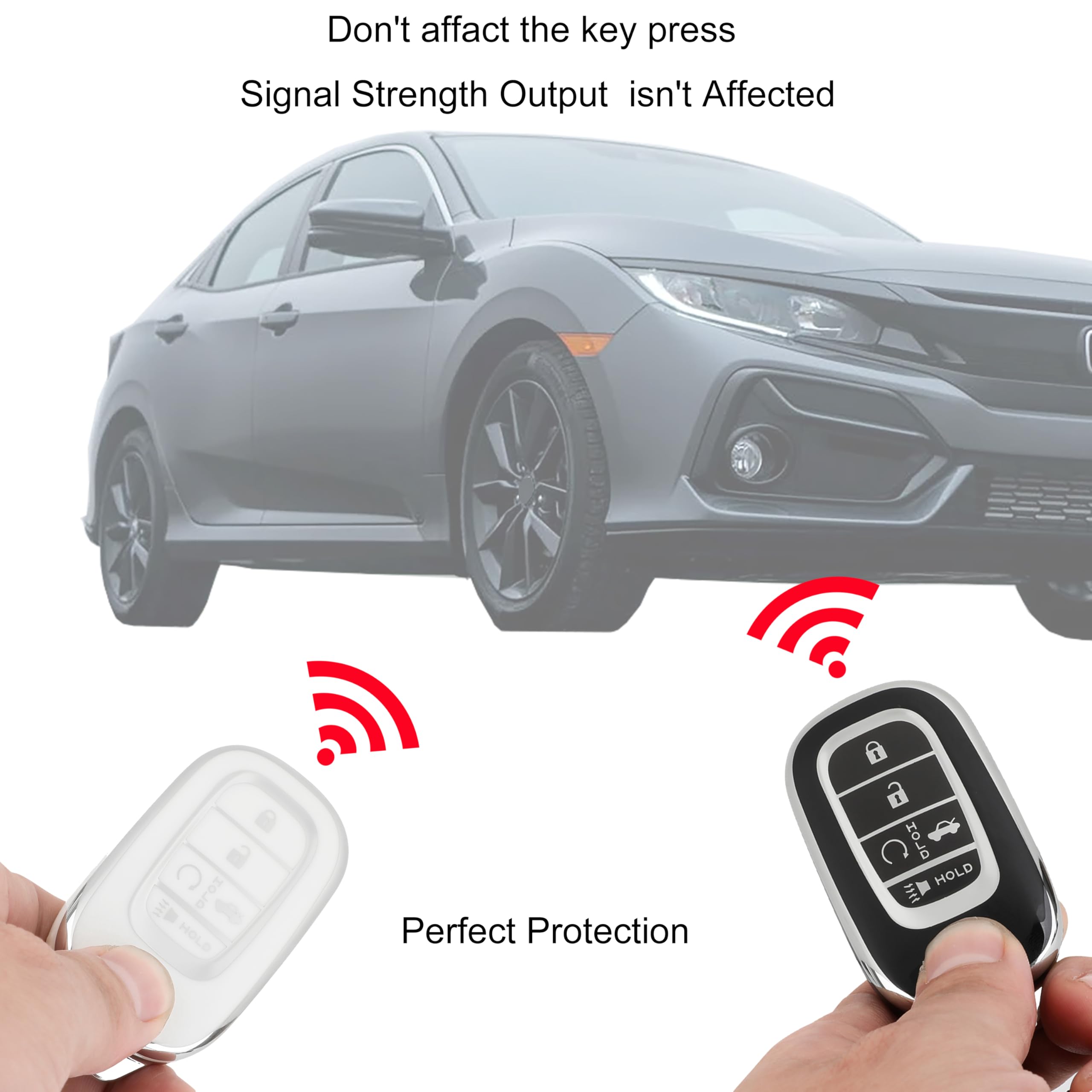 Kyhodsgn Key Fob Cover For Honda 2022 2023 2024 Accord Civic Pilot - Soft Tpu Key Case For Honda Cr-V Hr-V Sport Si Ex Ex-L Tour