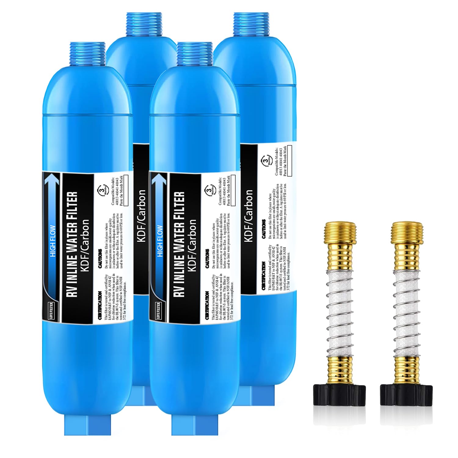 Lifefilter Rv Inline Marine Water Filter, Reduces Chlorine, Bad Taste&Odor For Rvs,Nsf Certified With Flexible Hose Protector (P